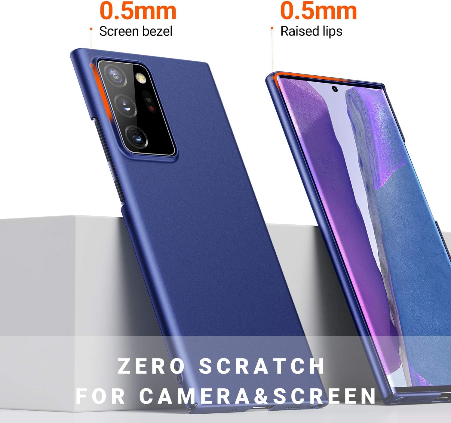 TORRAS Slim Fit Note 20 Ultra Case, Ultra-Thin [Sturdy Yet Slim] Hard Plastic Full Protective Cover with Matte Finish Grip Compatible with Samsung Galaxy Note 20 Ultra 5G, Navy Blue