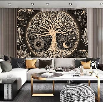 Amazon.co.jp: FORATER 生命の木タペストリー 壁掛け 太陽 月 星