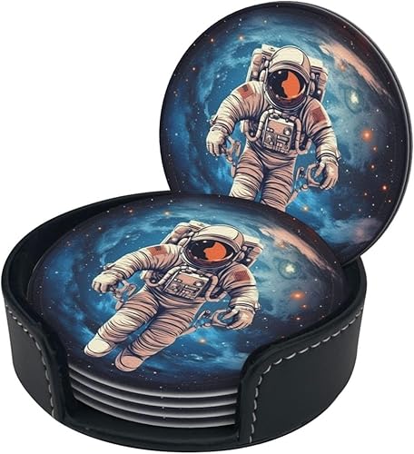 Miniatura 2 de Astronauta Planet - Juego de 6 posavasos redondos resistentes al calor, con estuche de almacenamiento para cocina, bar, decoración del hogar, regalo