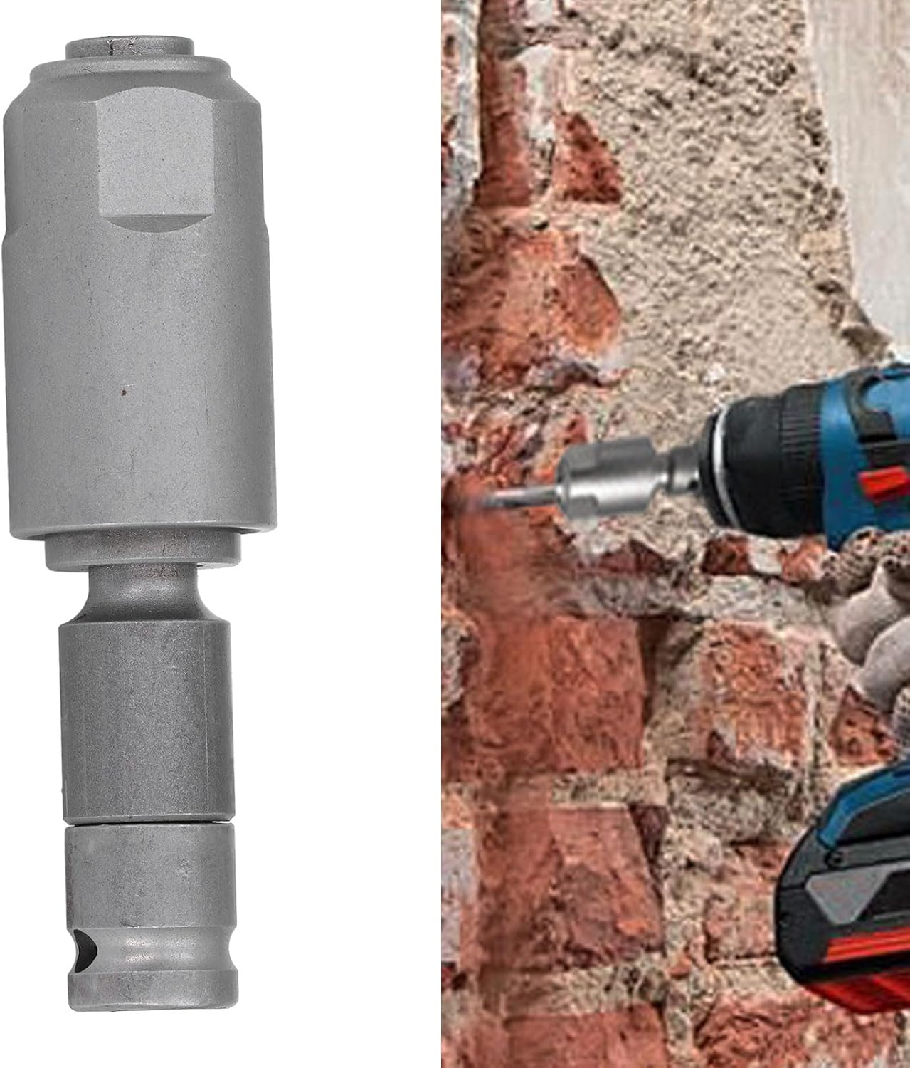 Impact Wrench Converter, High Carbon Steel 2 Pits and 2 Grooves, Round Shank Impact Wrench to Electric Hammer Adapter, for Various Drill Types