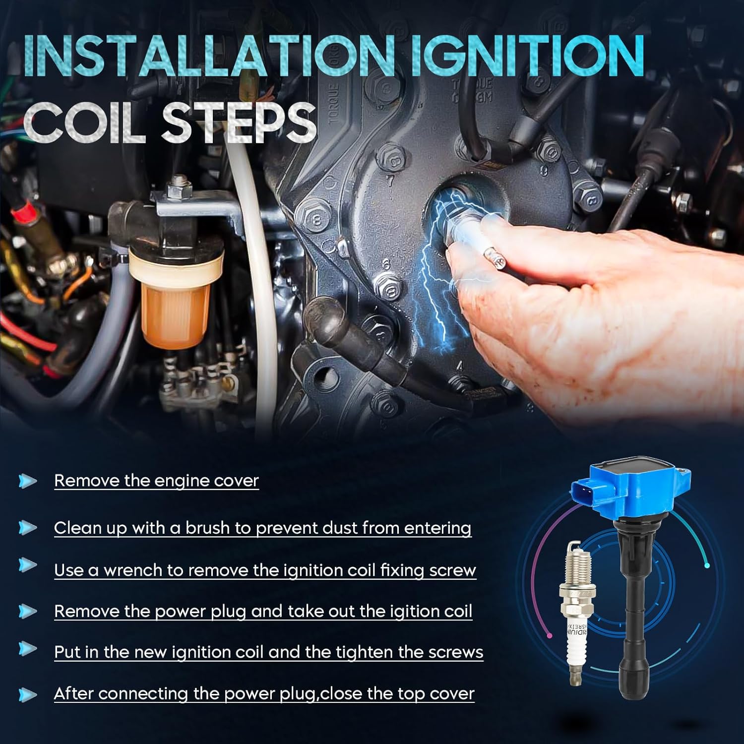 6PCS Ignition Coil Pack and 6PCS Iridium Spark Plug Compatible with Nissan Infiniti Maxima Murano Pathfinder Quest Altima Q50 QX60 Q70 FX35 JX35 3.5L V6,Replace for UF550 C1670, Blue