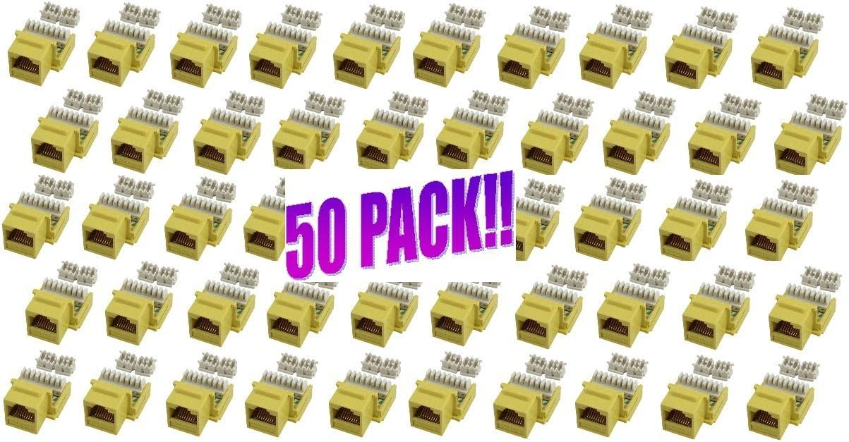 50 Pack of 4 Pair CAT5e Network Keystone Jacks Yellow