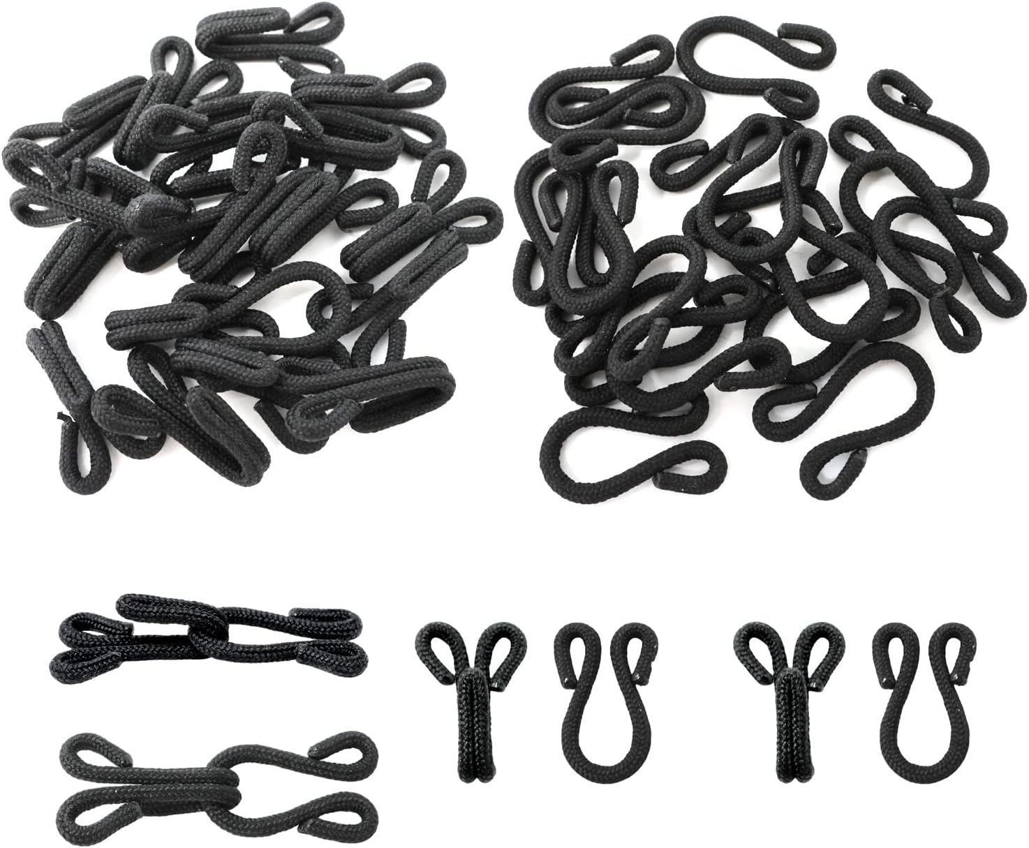 Honbay 20 Sets 3.8cm/1.5inch Black Fabric Covered Hook and