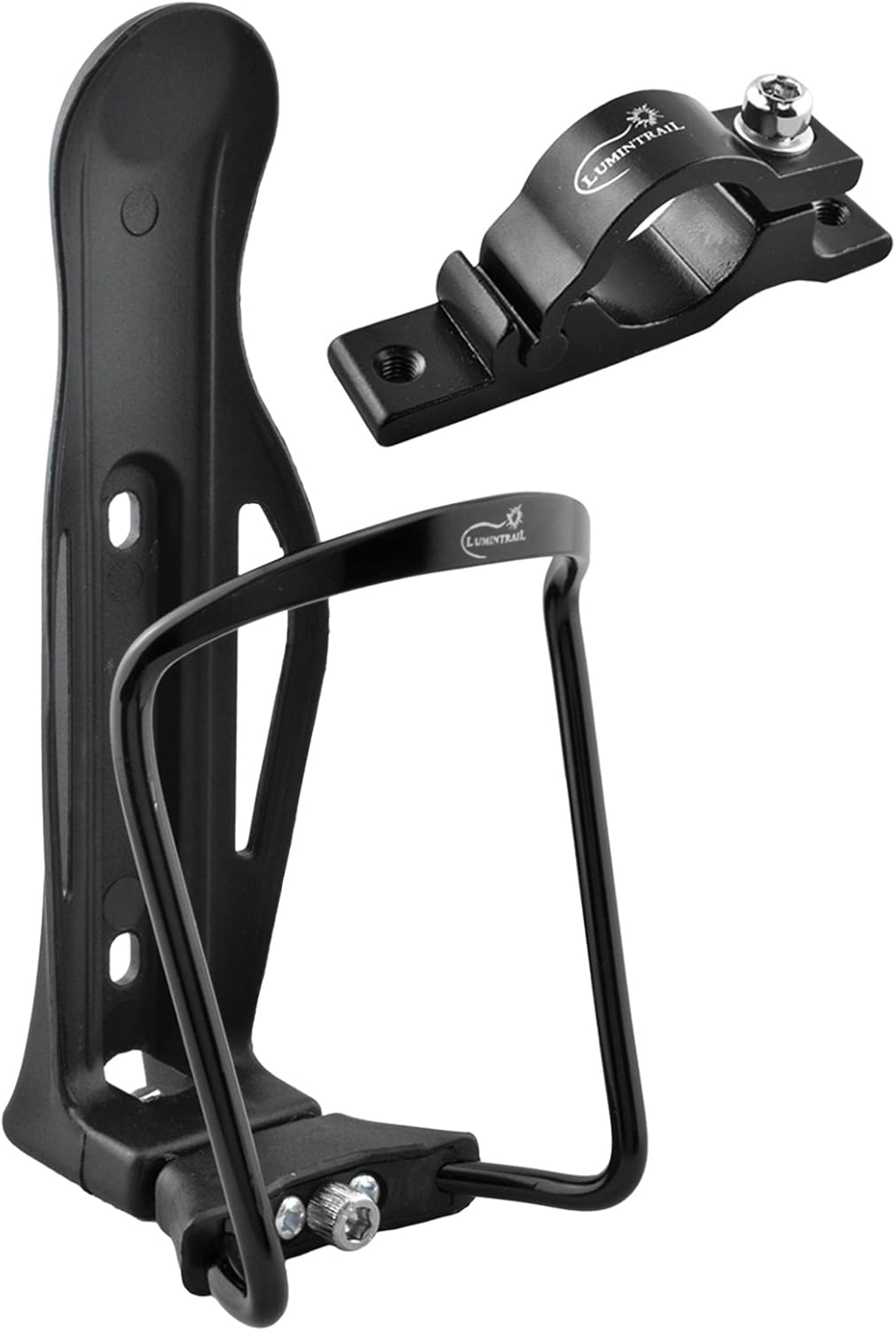 Lumintrail Adjustable Bike Bicycle Lightweight Aluminum Alloy Water Bottle Cage Holder with Handlebar Mount Bracket (1 or 2 Packs)