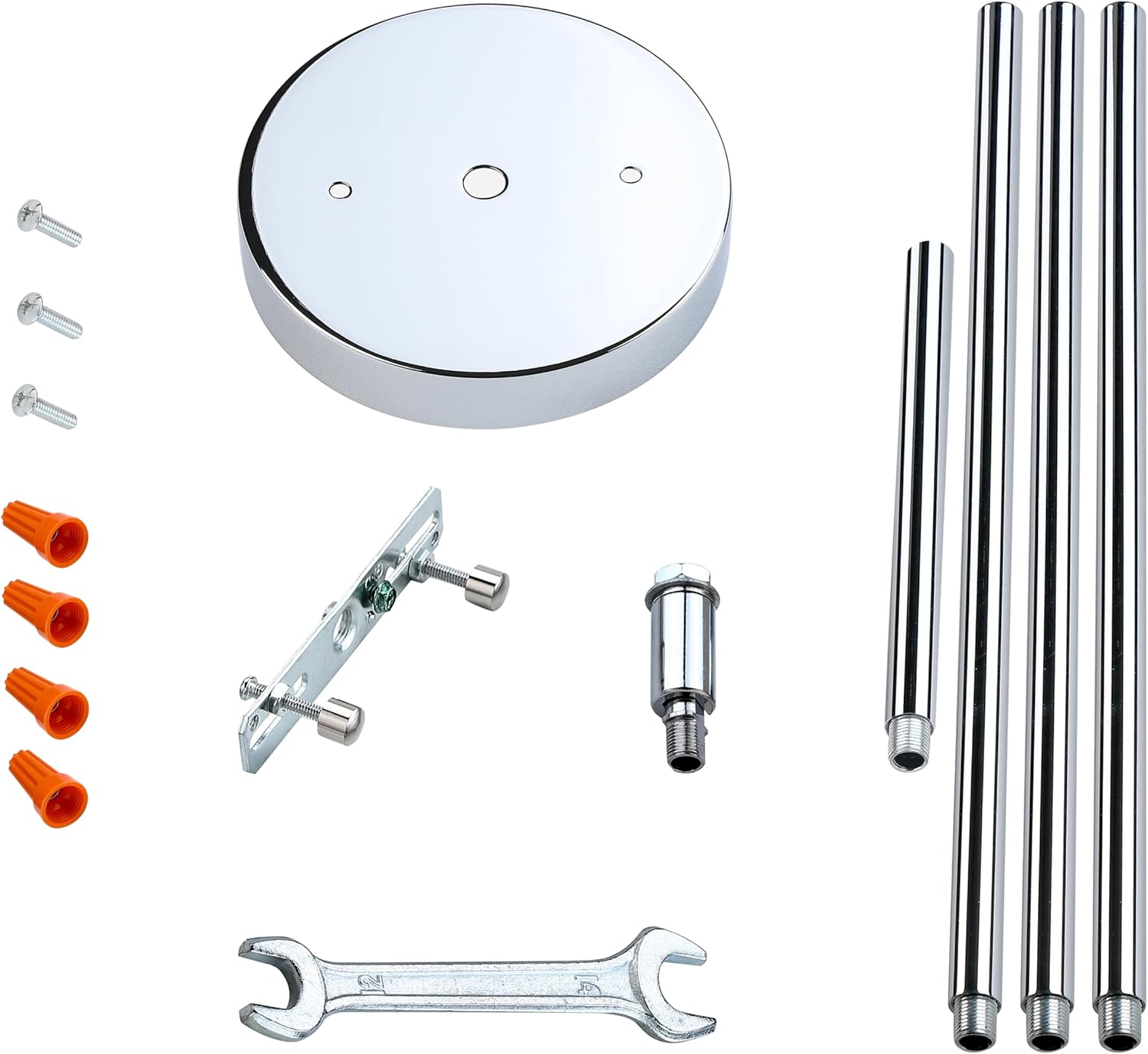 3 Pack Replacement 4.72 Inch Light Canopy Kit with 11.8" Hanging Rod,Chrome Finish Replacement Cover Plate for Chandelier,Pendant Light,Swag Light,Ceiling Fan,Flower Basket or DIY Projects 3 Pack Chrome 4.7" Canopy