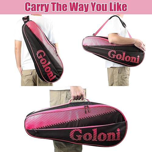 Miniatura 5 de Goloni  Bolsa para 3 raquetas de tenis, para jugadores profesionales o principiantes, bolsa de protección para raquetas con almohadilla protectora y