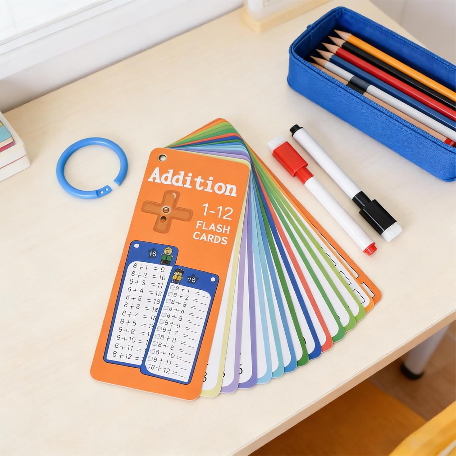 Flash Cards for Adding, Flash Cards for Subtracting, Calculation Cards Including Addition and Subtraction, Portable Learning Aids, Playful and Educational Learning of Subtraction, Gift for School Anfa