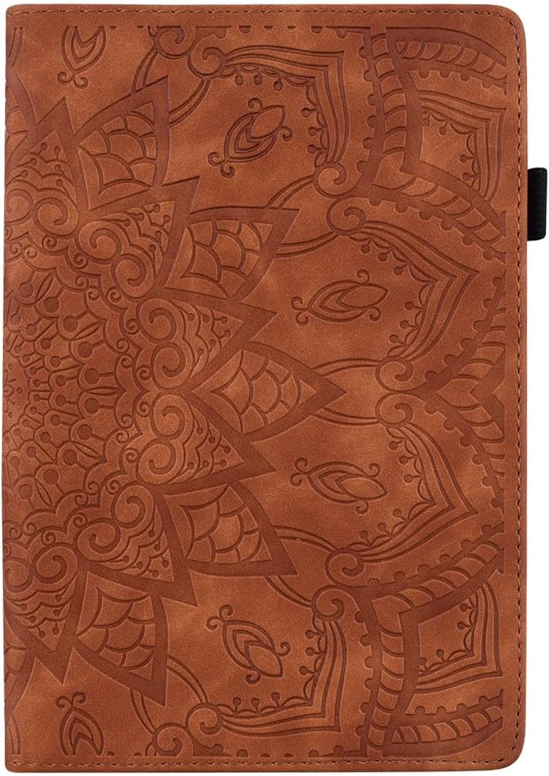 YEMENGHUA Heavy Duty Protection Compatible with Samsung Galaxy Tab A 8.0 T387 SM-T387V T387T T387A Slim Lightweight Embossed PU Leather Flip Holder Tablet PC Case Card Slot Tablet Case(Brown)
