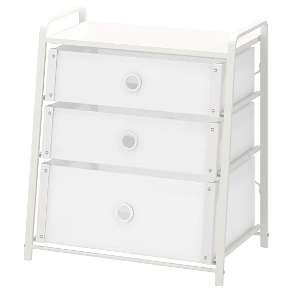 Ikea Lote Polypropylene Plastic Chest of 3 Drawers (White, 55x62 Cm, 21