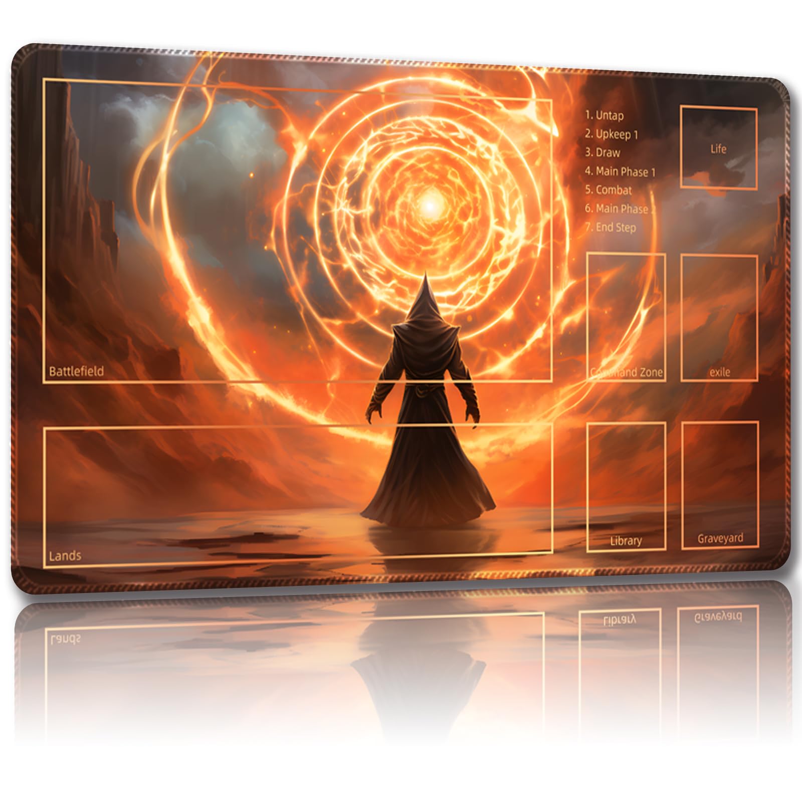 Malqiqi Playmat for MTG, with Free Storage Bags,Game Mat 24 x 14 inches, TCG and Board Game Mat for Cards,Mousepad Desk Mats (Magic 15-Auxiliary Combat)