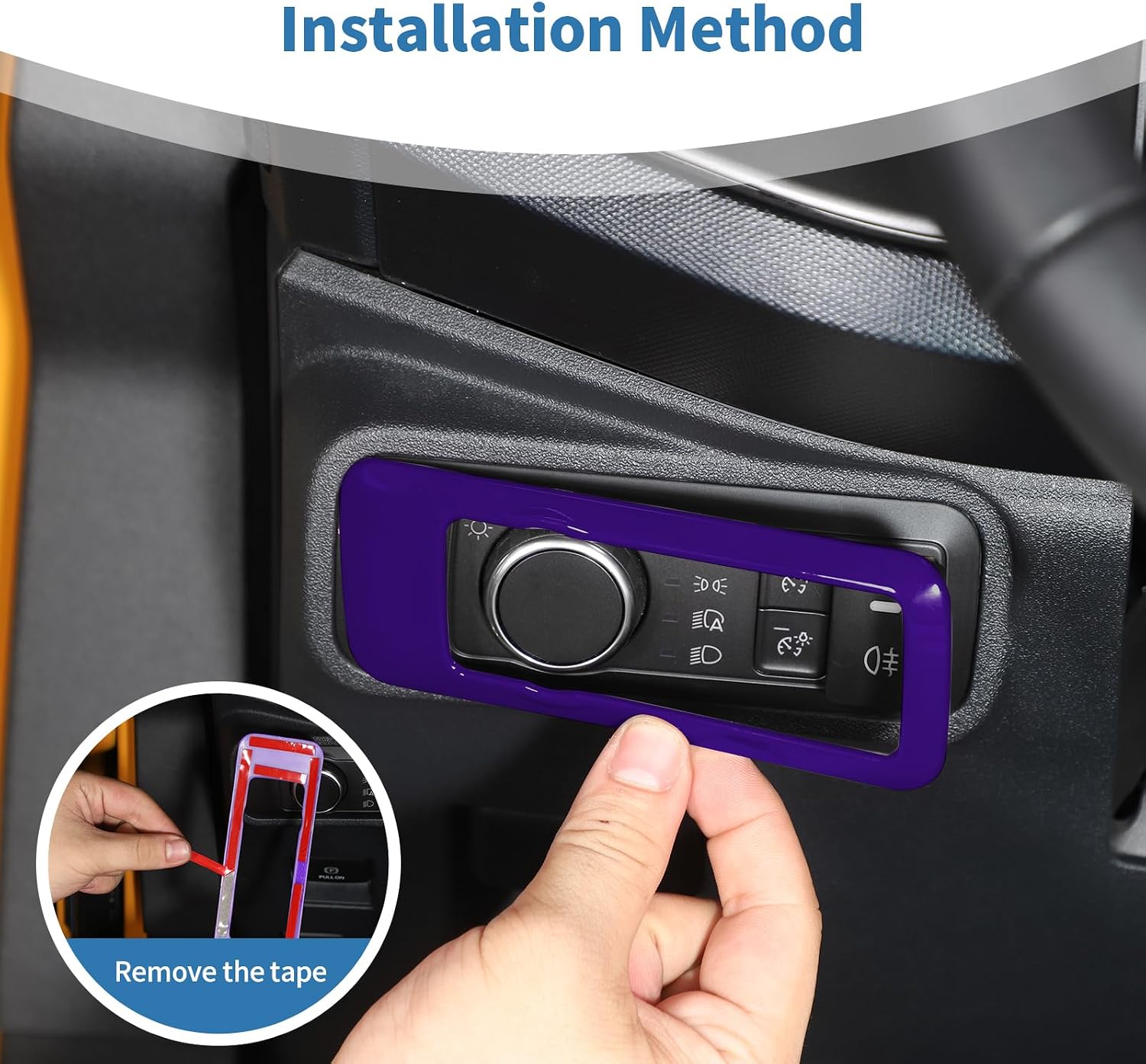 for Mustang Headlight Knob Panel Trim Cover for Bronco/Bronco Sport 2021-Present for Mustang 2024-Present Purple Interior Accessories