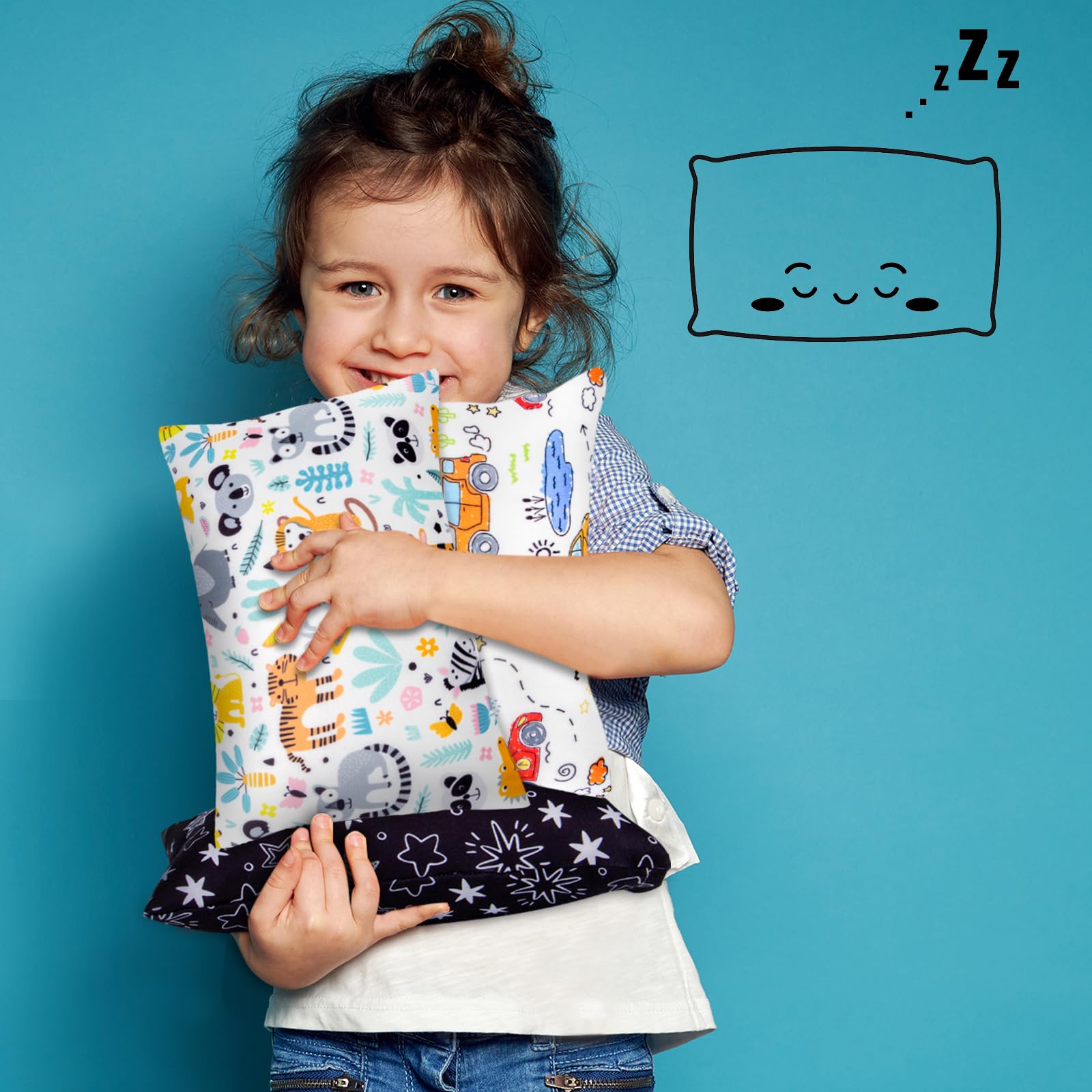 Winmany Piccolo Cuscino 27,9 x 17,8 cm Rimovibile Lavabile Stampato Mini Cuscino per Neonati, Bambini Piccoli, Animali Domestici, Viaggi, Supporto per Collo, Lombare e Ginocchia (28x18cm, Animali, 1)