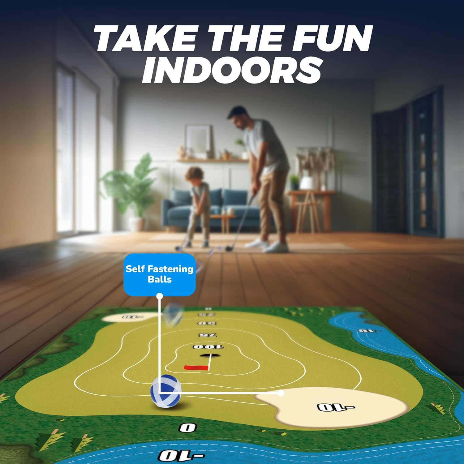 TOY Life Chipping Golf Practice Mats Golf Game Training Mat Indoor Outdoor Games for Adults Family Kids Outdoor Play Equipment Stick Chip Golf Set Backyard Game(Patented)