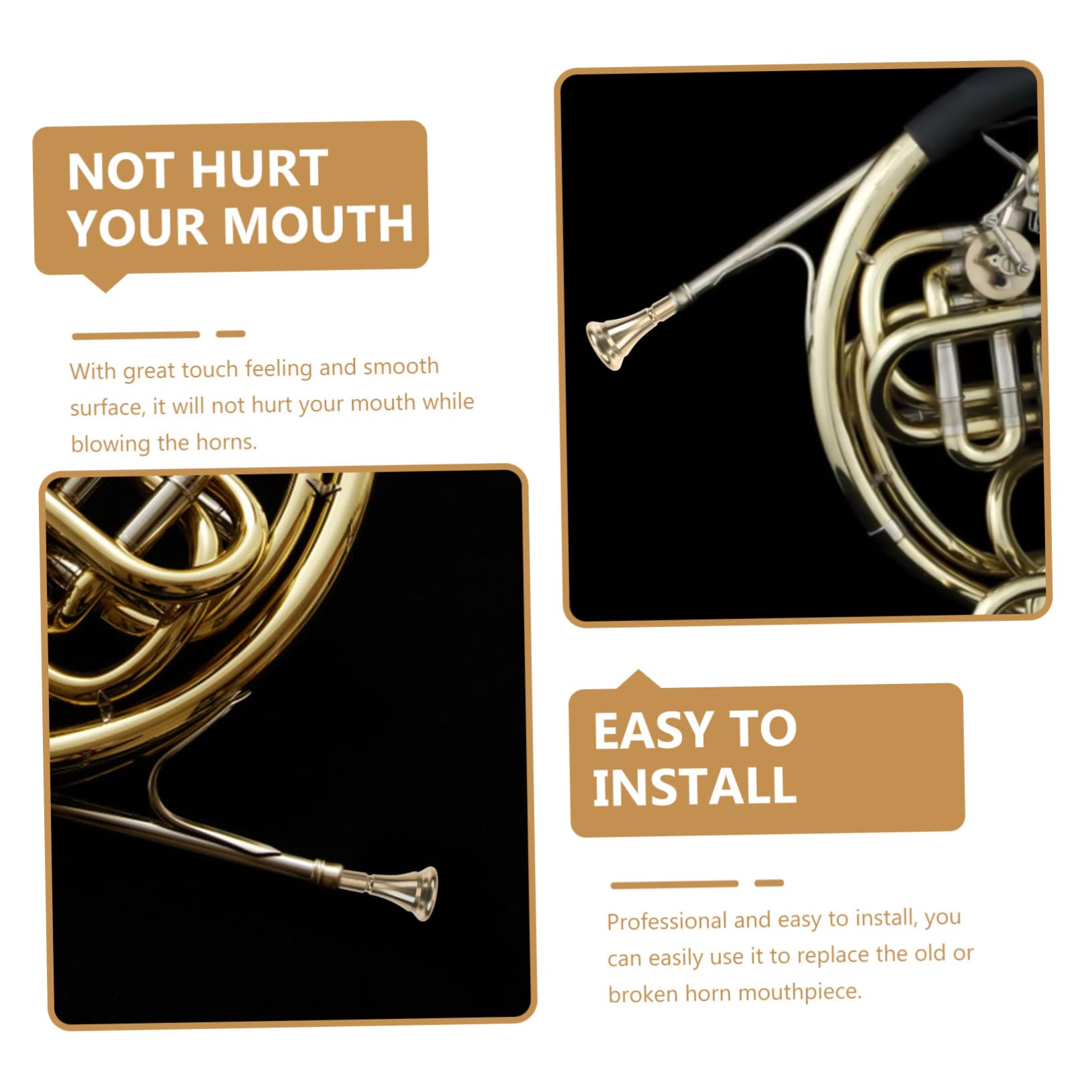 ULDIGI Professional Horn Mouthpiece Alloy French Horn Accessory Comfortable Precise Tone Wear-resistant