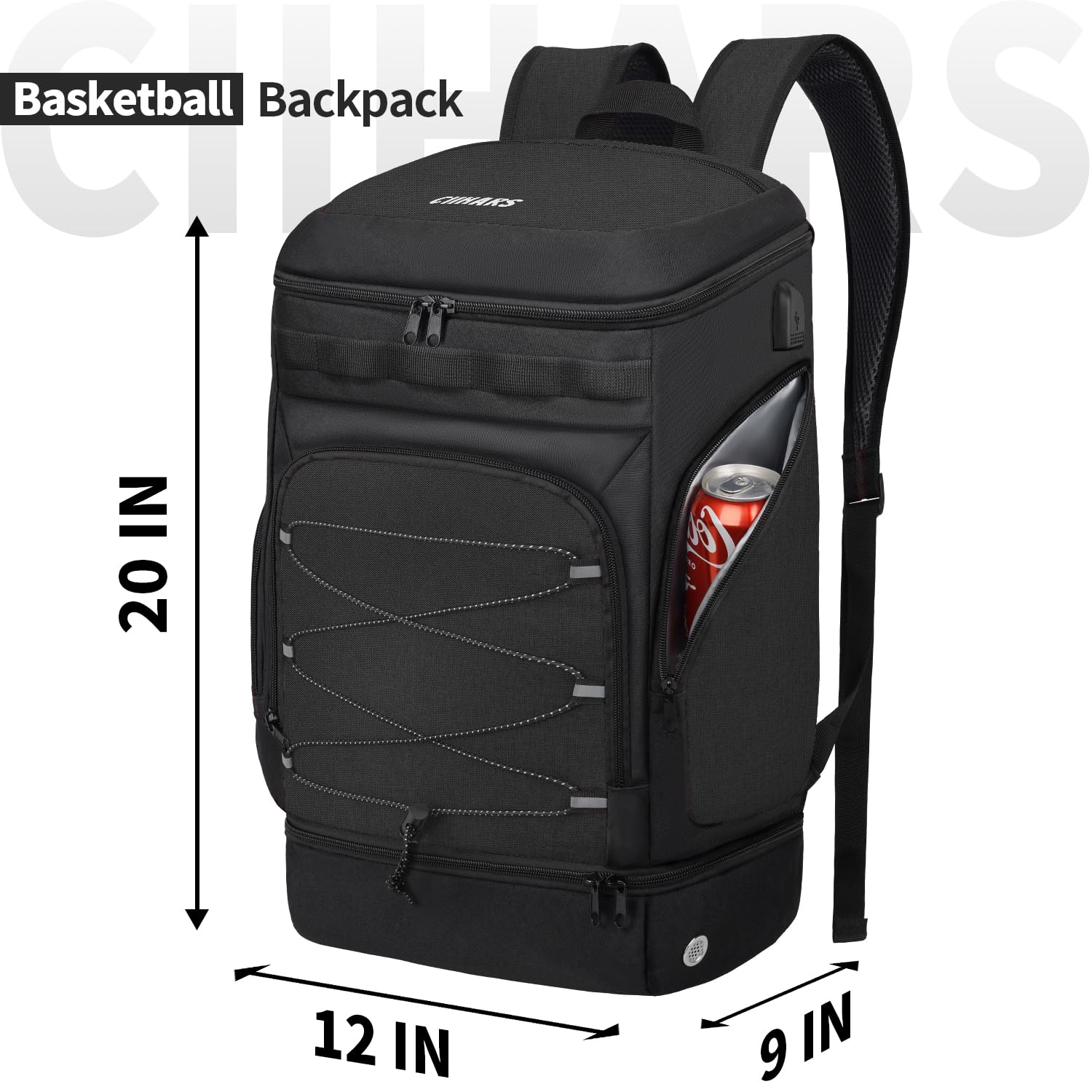 Basketball-Rucksack, große Sporttasche mit separatem Ballhalter und Schuhfach, ideal für Basketball, Fußball, Volleyball, Fitnessstudio