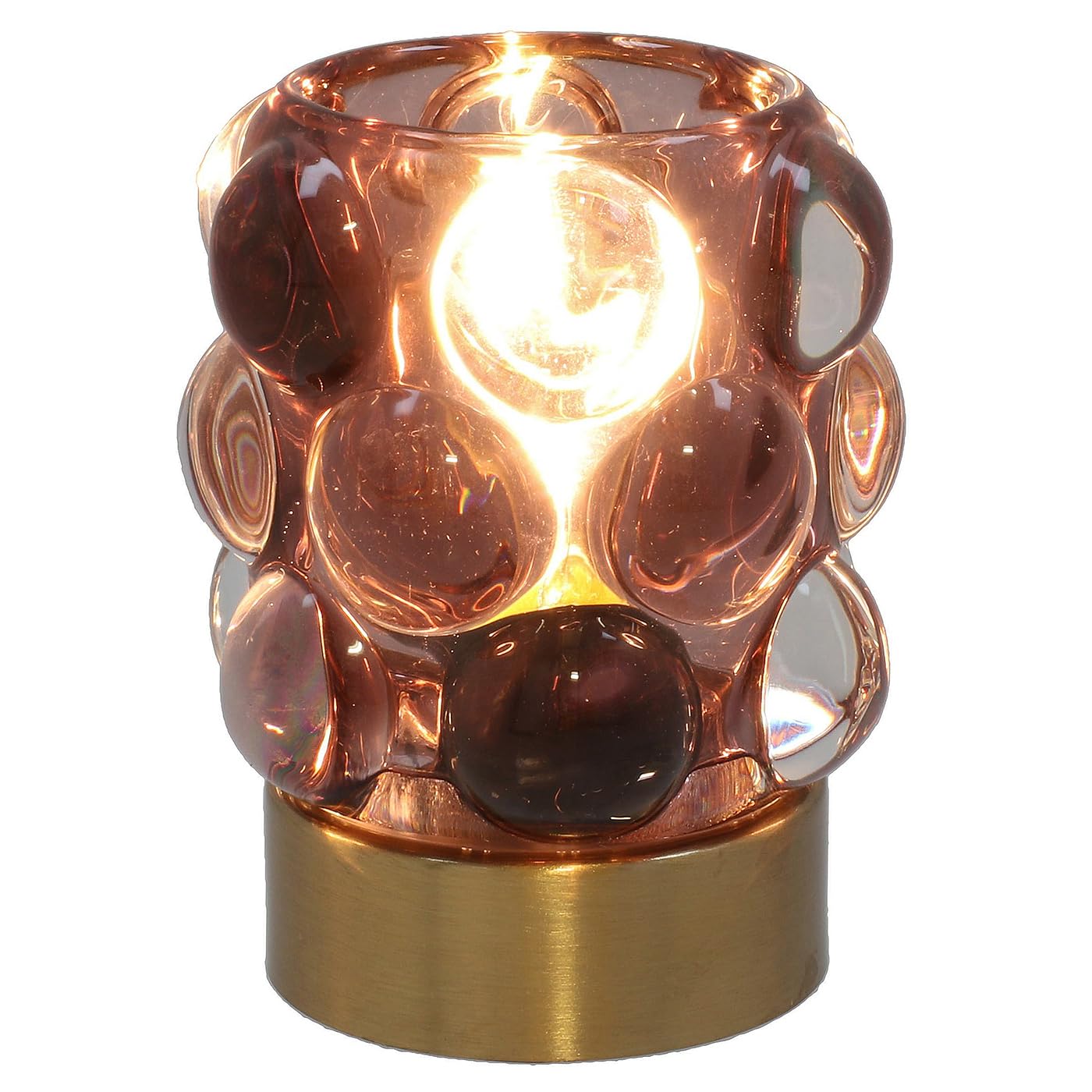 Shudehill Giftware Luxe LED Unique Bubble Glass Lamp with Brushed Gold Base - Grey, Purple or Green (Purple)