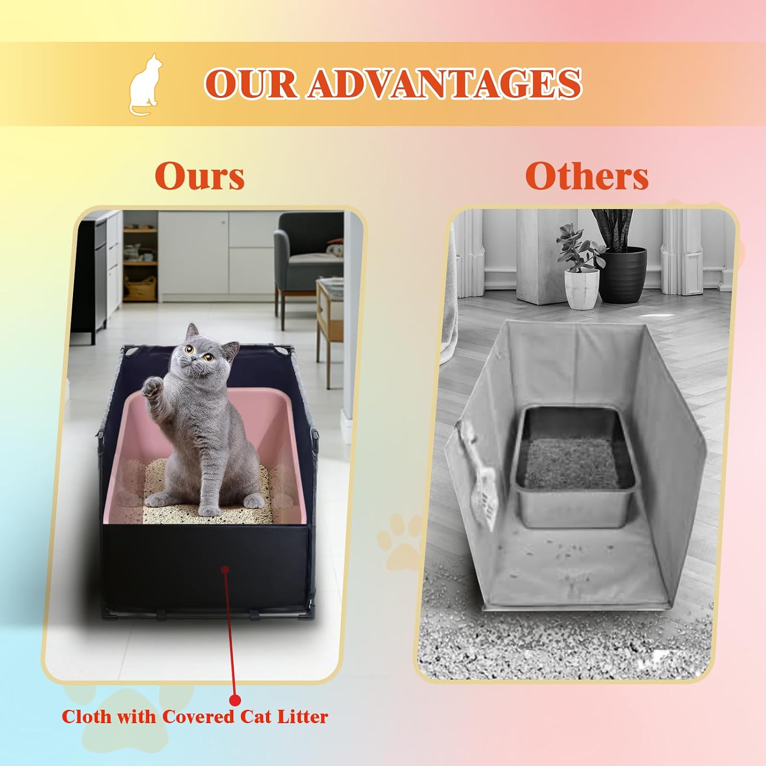 Medium Cat Litter Box Enclosure 25.60" x 18.50" x 17.72" with High Front Splash Guard, Waterproof Portable Hidden Litterbox Cover for Indoor Cats & Multiple Pets