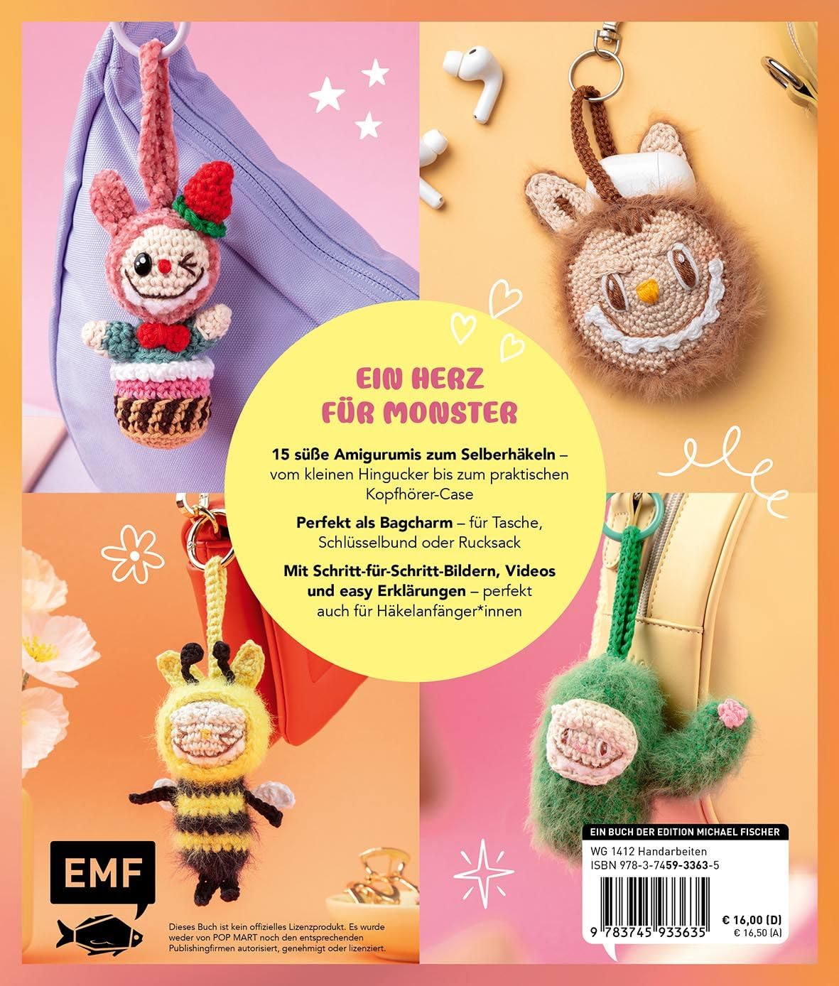 Schlüsselanhänger häkeln: Mini-Monster für Labubu-Fans: Creepy but cute: Amigurumi-Bagcharms für deine Tasche oder als Sammelfigur