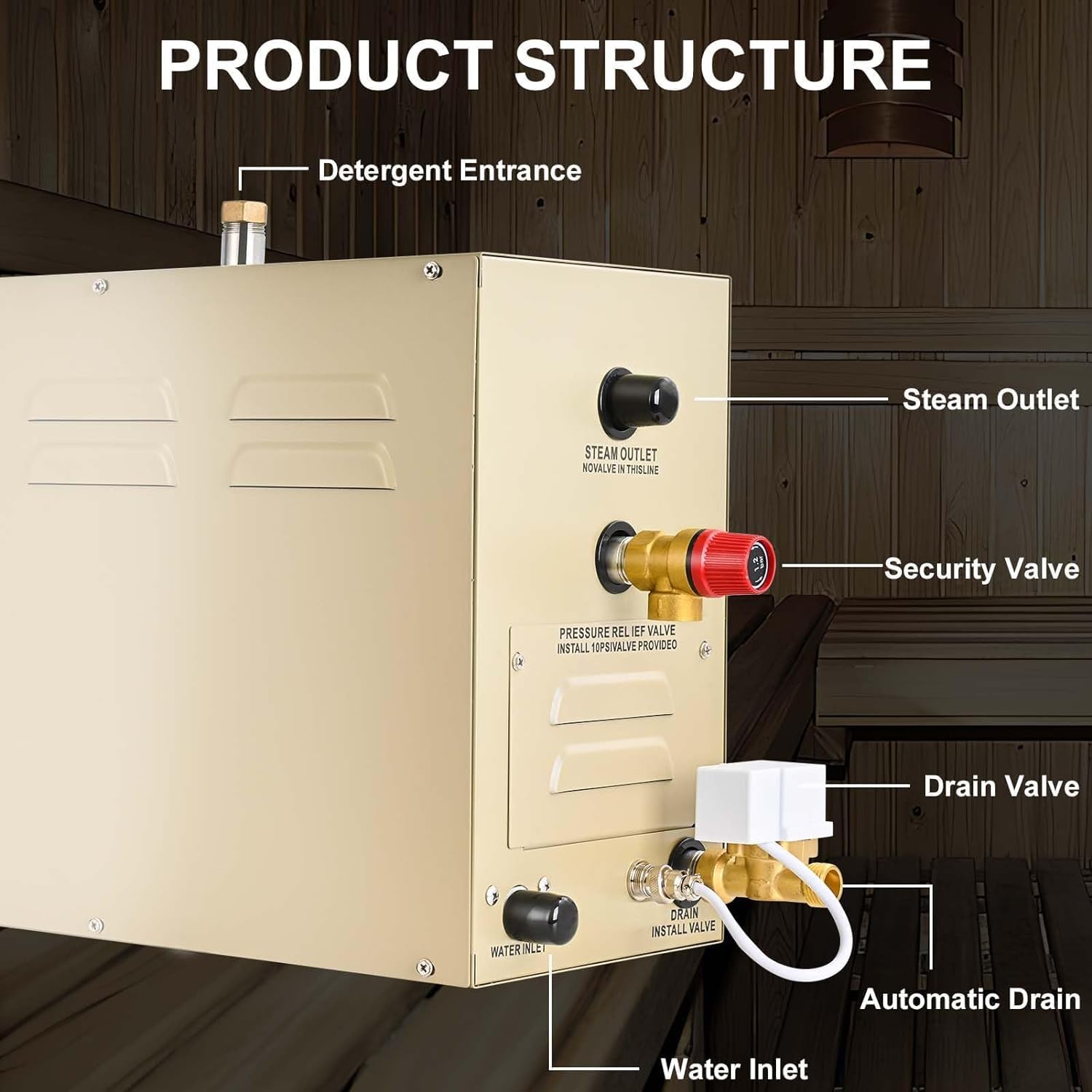 9KW Steam Generator with Aromatherapy Steam Head,Self-draining System,30-720Minutes Time Setting,95-131℉ Heat Setting for 9 m³/320 Cubic Feet Shower Bath Sauna SPA, 220V