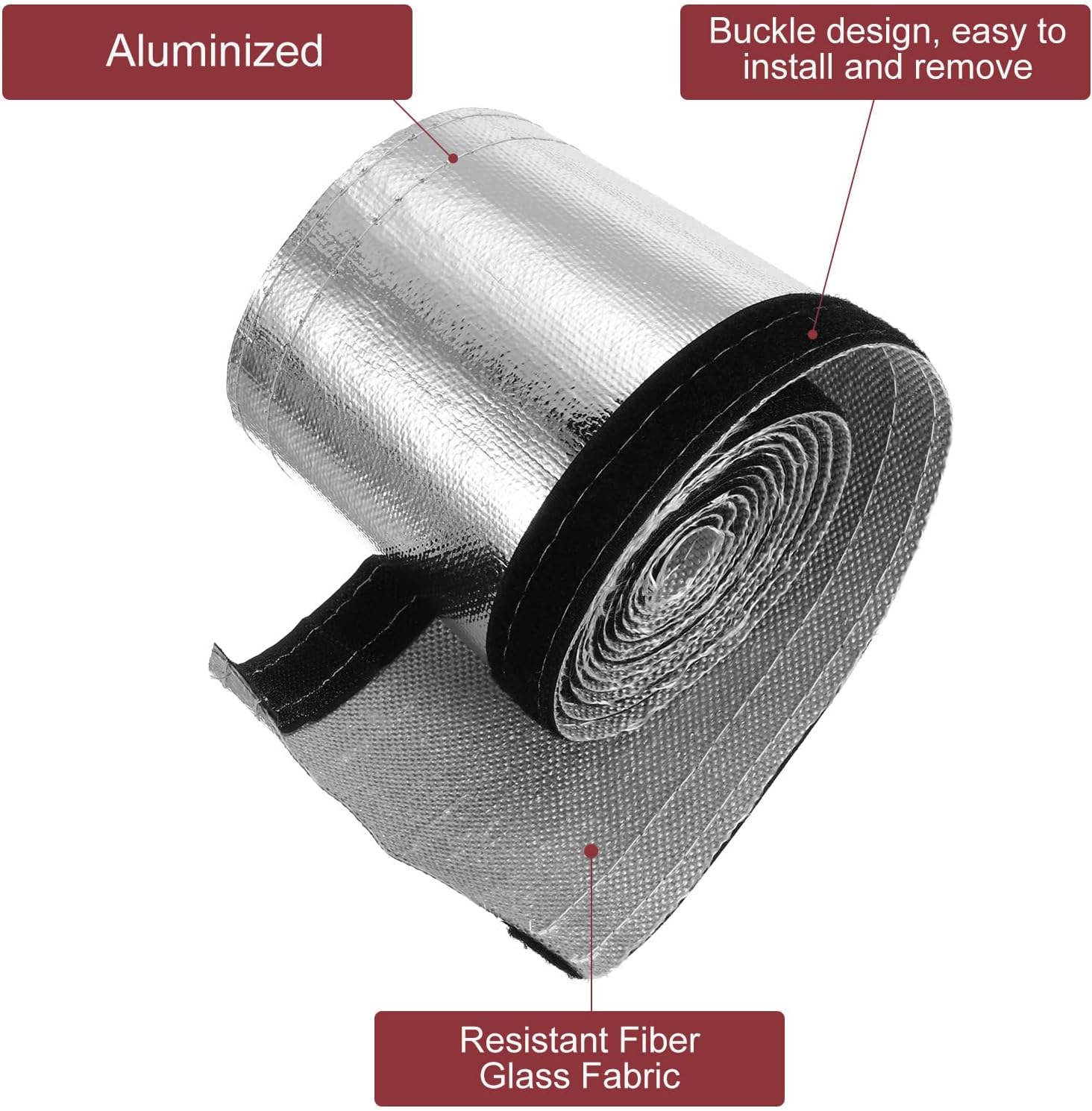 MECCANIXITY Heat Shroud Sleeve Aluminized Silver Sleeving 40mm 1+1/2 Inch ID x 300cm 10FT Heat Cable Sleeving for Hose Wire Heat Protection with Hook&Loop,10PCS Stainless Steel Ties