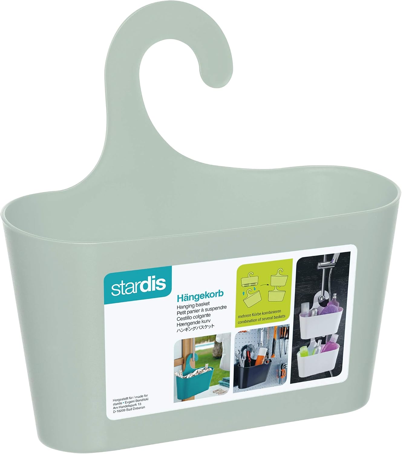 stardis Shower Basket Green with Hooks for Hanging Shower Shelf Bathroom Utensilo Hanging Shelf, Pastel Green, Medium