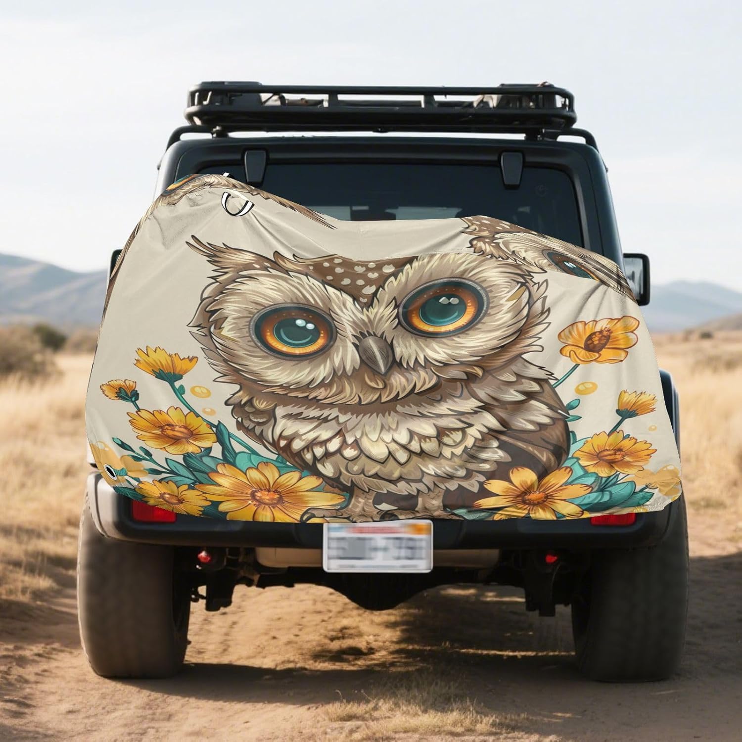 ALAZA Cute Owl Flowers Bike Cover Waterproof Outdoor Ebike Bicycle Covers Tarp Protection for 1/2 Bikes, Sun UV Dust Wind Proof