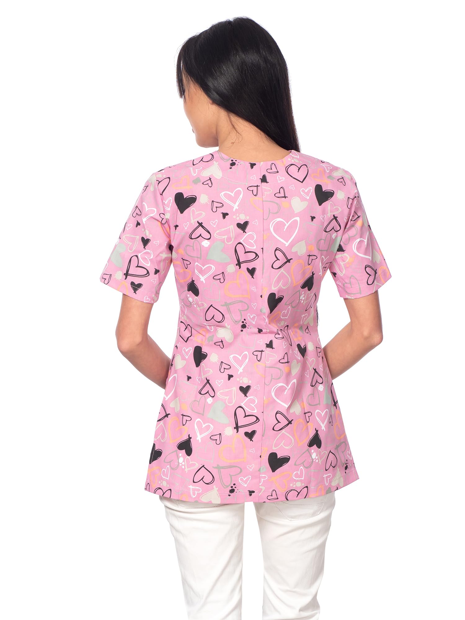 DINOZAVR Carla Sanitario Camisa Médica con Botones a presión y Cuello en V para Mujeres