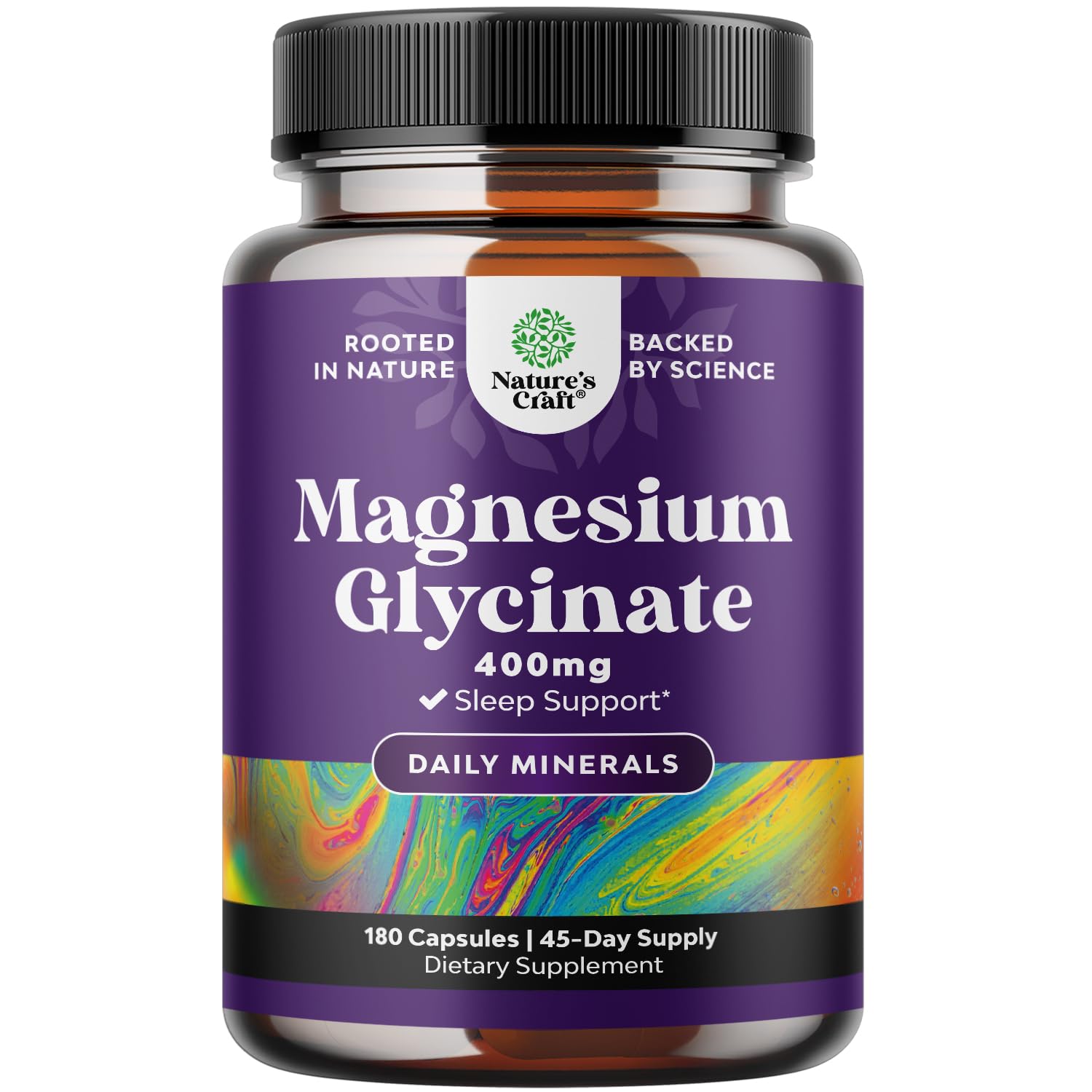 Magnesium Glycinate 400mg Mineral Supplement - Calming Magnesium Supplement for Women and Mens Natural Sleep Support Bone Health Immunity Mood Support Heart Health and Muscle Recovery - 180 Count
