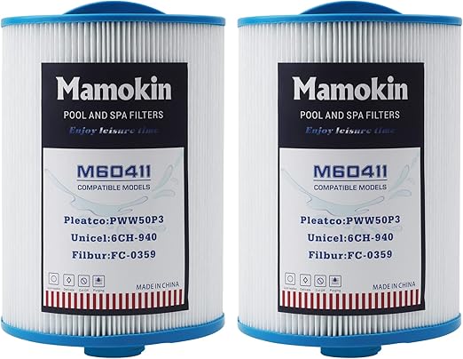 PWW50 Spa Filter, Replaces 6CH-940,Filbur FC-0359, 817-0050, 25252, 03FIL1400, PWW50P3(NOT PWW50P4), (1 1/2" Coarse Thread), Waterway Front Access Skimmer, SAE Thread Hot Tub Filter 2 Pack