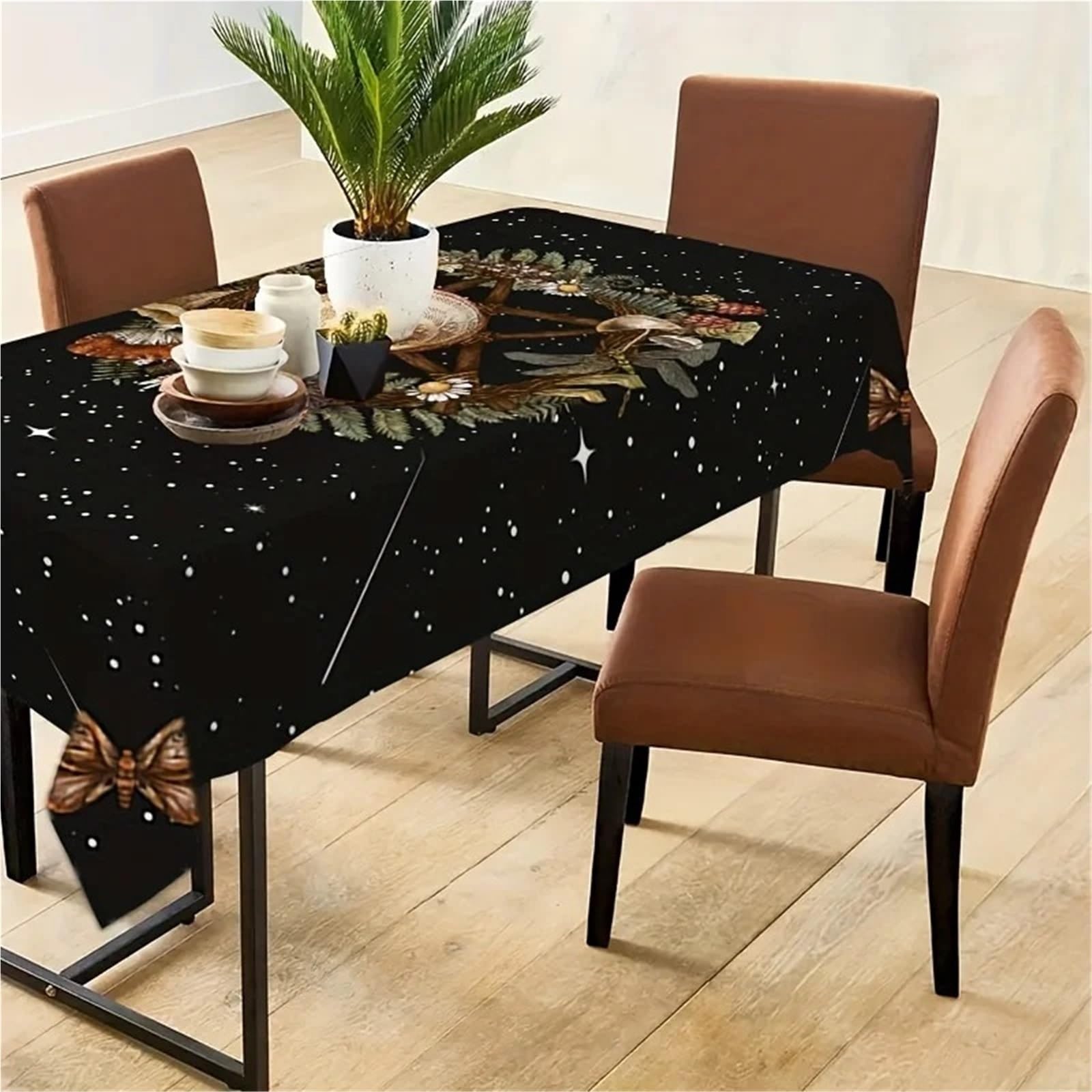 FOAAXSG Tablecloth Pentacle Starry Forest Altar Cloth, Natural Wreath Ritual Tablecloth Witchcraft Meditation Mat for Tarot Reading(150x200CM(4.9X6.6FT)