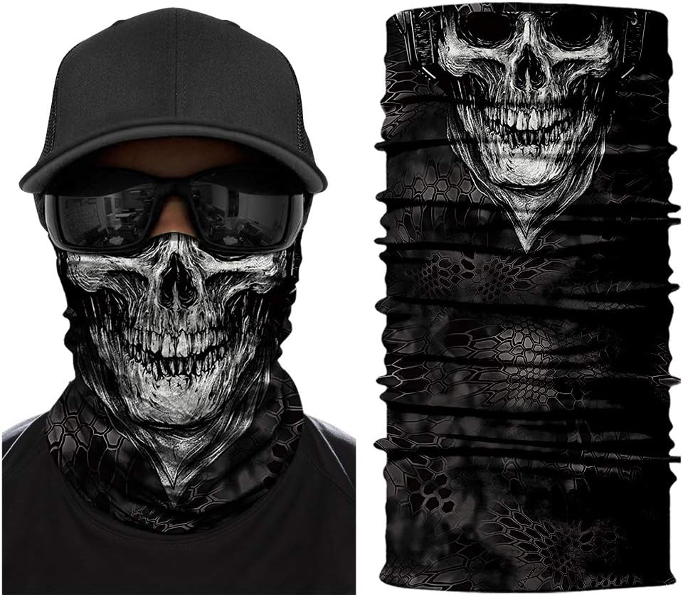 Skull Face Sun Mask Half,Bandanas,Neck Gaiter, Headwear, Headband for Fishing, Hunting,Yard Work image 3