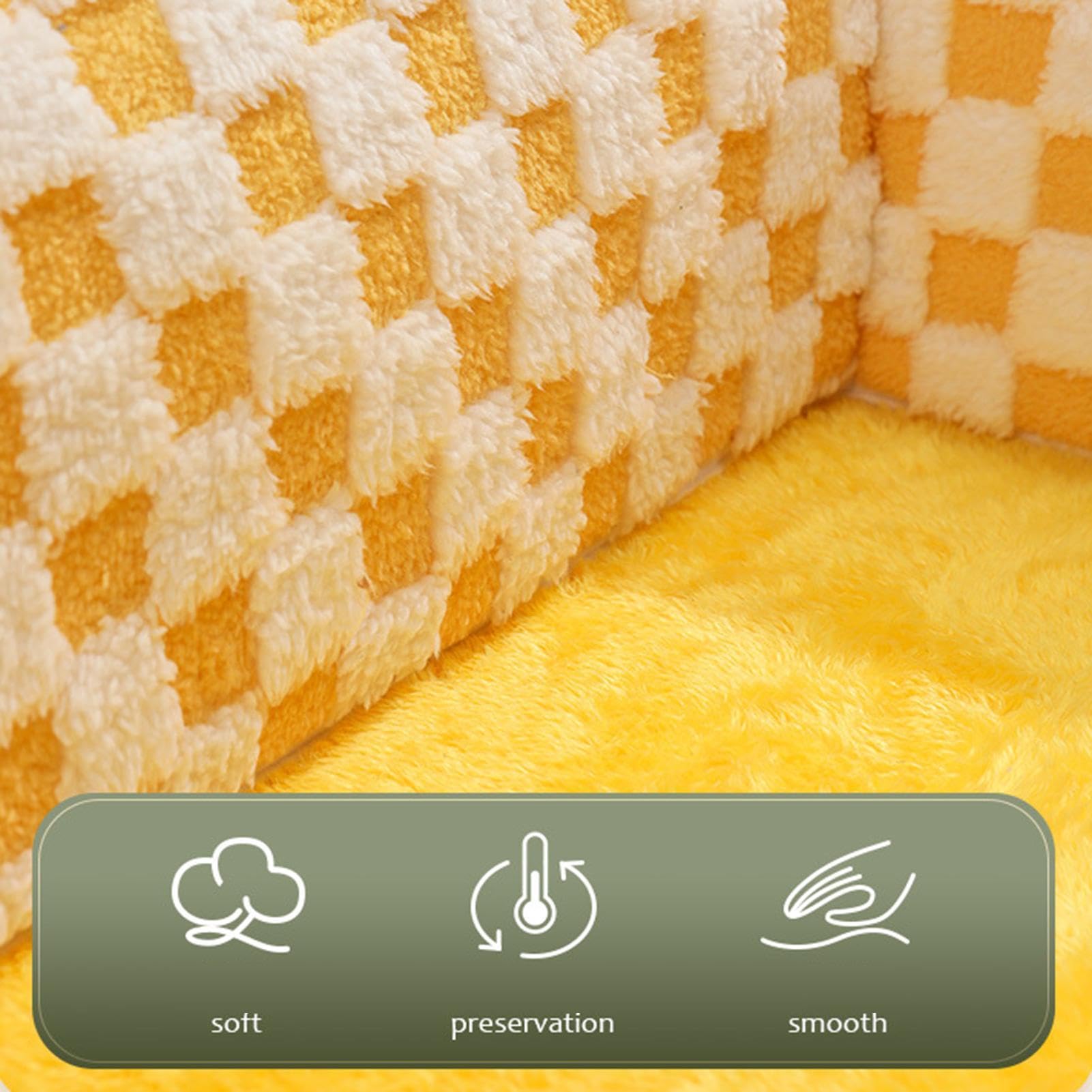 Squares Tunnel pour chat – Lit tunnel pour animal domestique | Tunnel de jeu en peluche 2 en 1 pour chat avec 2 boules en peluche blanches, jouet amovible pour chat, 60 x 60 x 21 cm, jaune