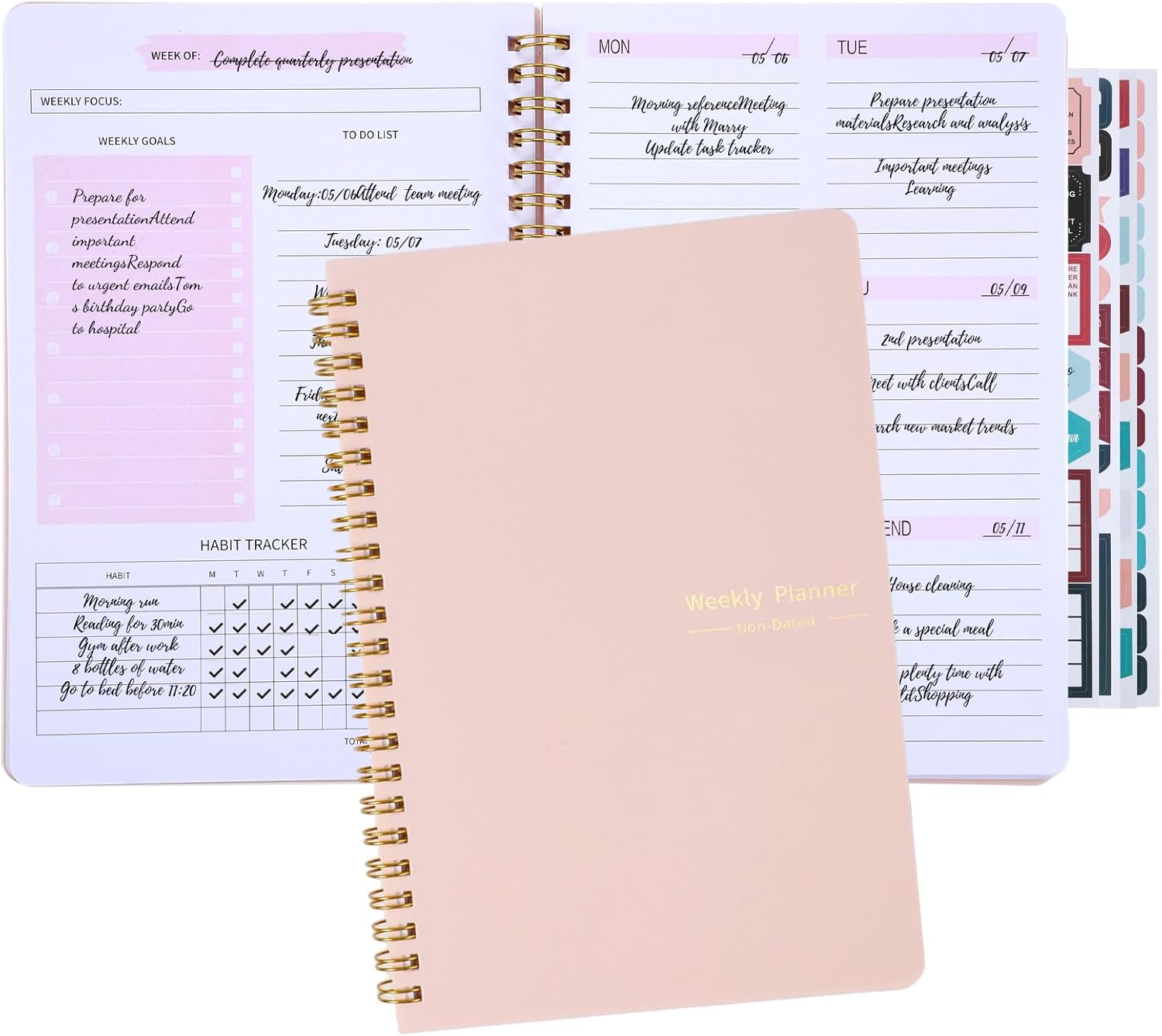 To Do List Notebook, A5 Weekly Planner Undated, Planning Pad Checklist Productivity Organizer 52 Pages for Students, Work, Fitness(Pink) 9 71EYcN8kGyL. AC SL1500