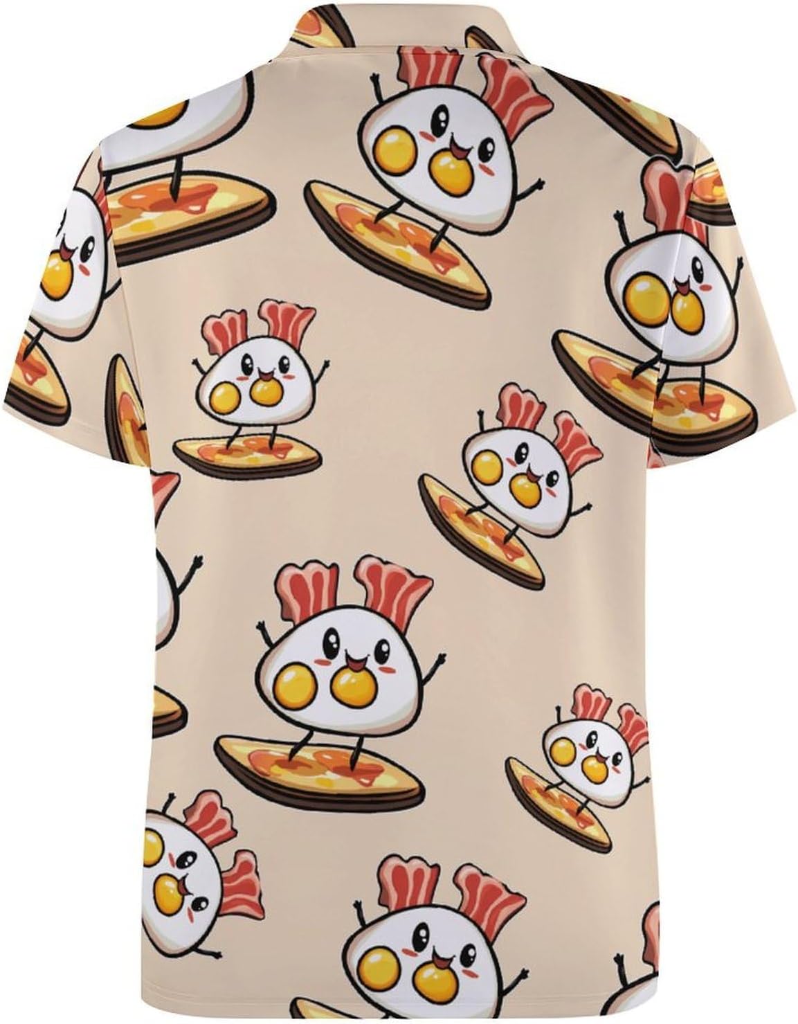 Bacon Surfing On Fried Egg Womens Golf Polo Shirts Summer Short Sleeve Collared 3 Buttons T Shirt Activewear Tops