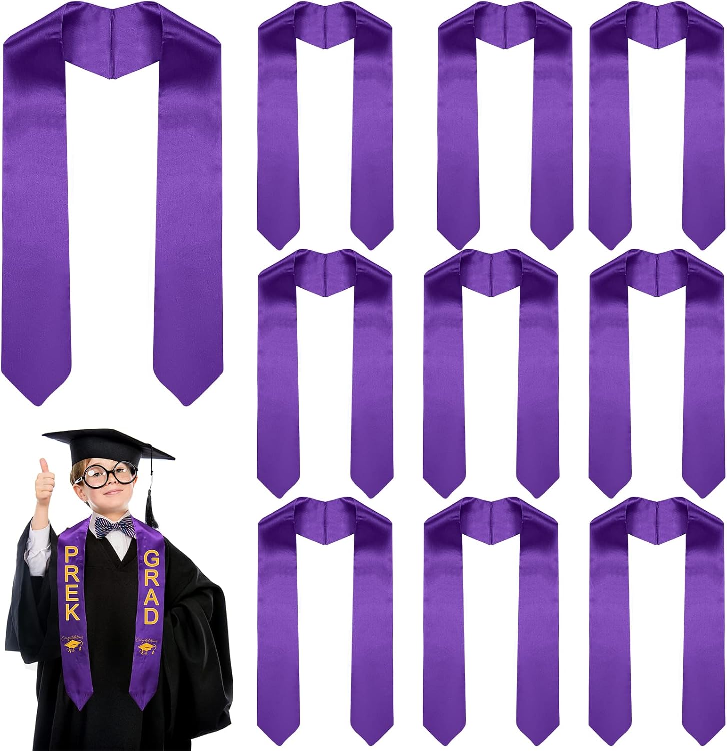 Hanaive 10 bandas de graduación unisex de 45 pulgadas para jardín de infantes, estola de graduación preescolar para niños y graduaciones