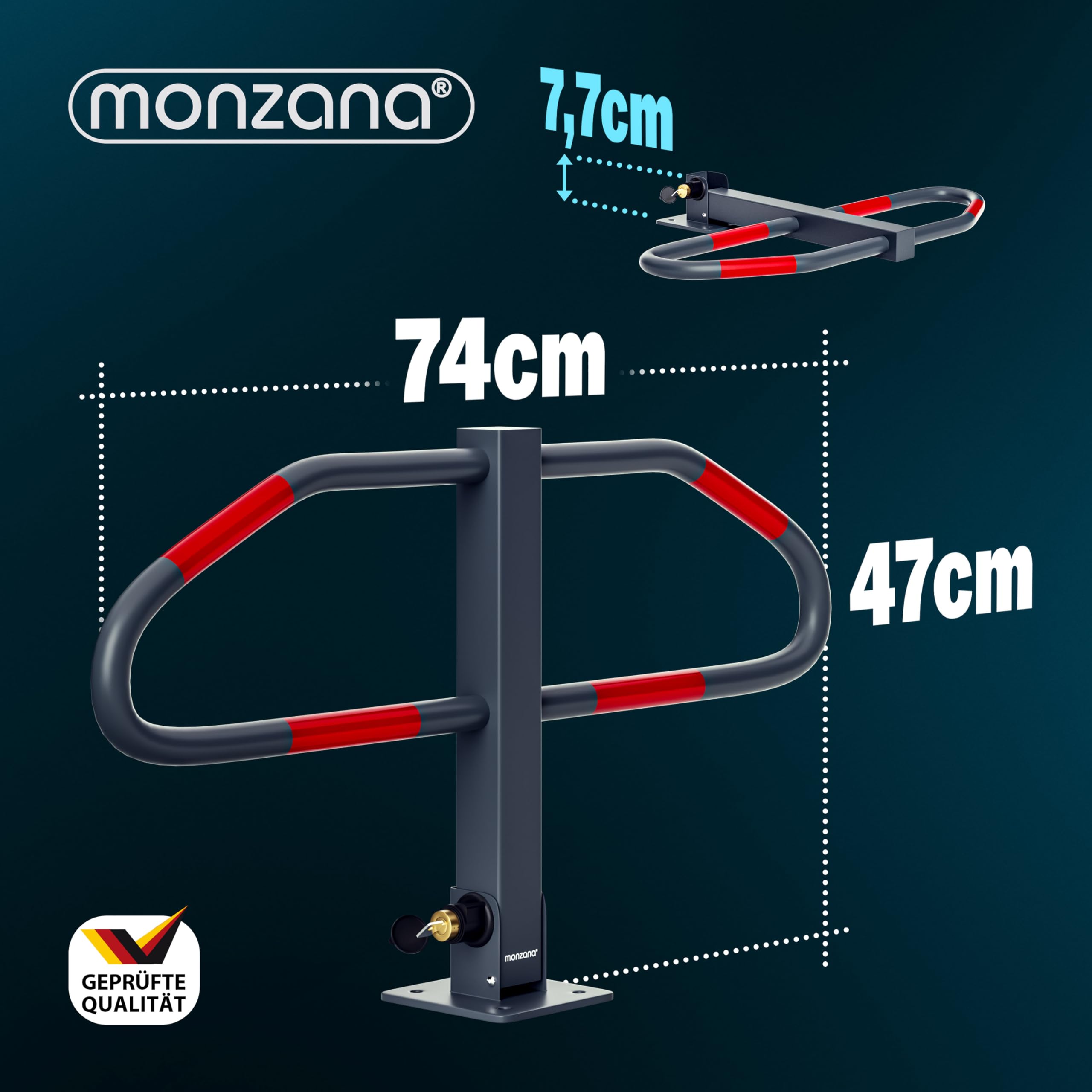 MONZANA® 2x Barrière de parking rabattable en acier forme arc plaque de sol barrière stationnement serrure 2 clés arceau de parking