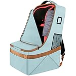 YOREPEK Padded Car Seat Travel Bag for Air Travel, Carseat Cover Backpack with Shoulder Straps, Large Carseat Gate Check Bag, Baby Travel Essential(Light Cyan)