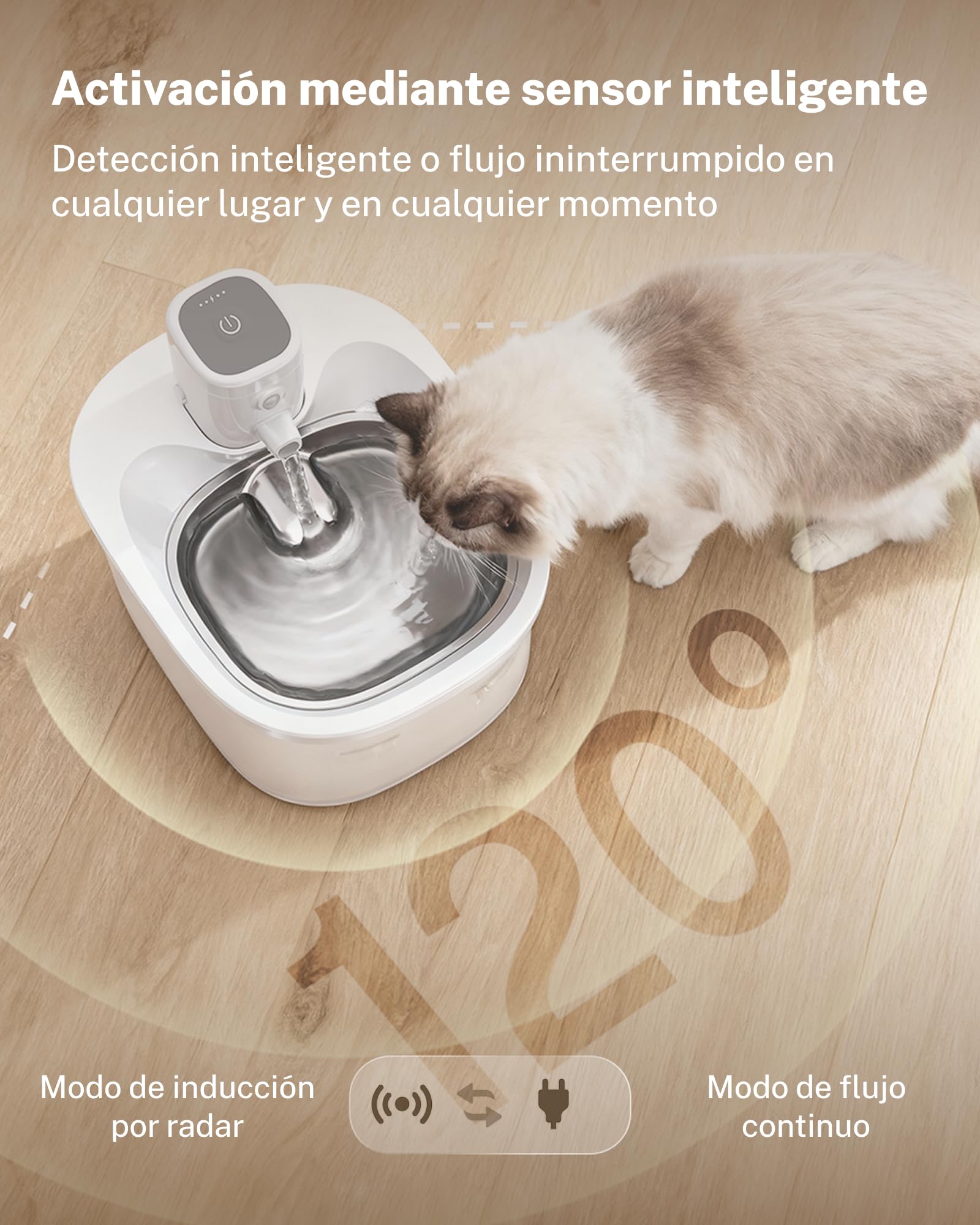 Homerunpet Fuente de Agua inalámbrica para Mascotas, Bandeja de Agua de Acero Inoxidable, Funciona con batería, dispensador automático portátil para Gatos y Perros, Seguro para lavavajillas