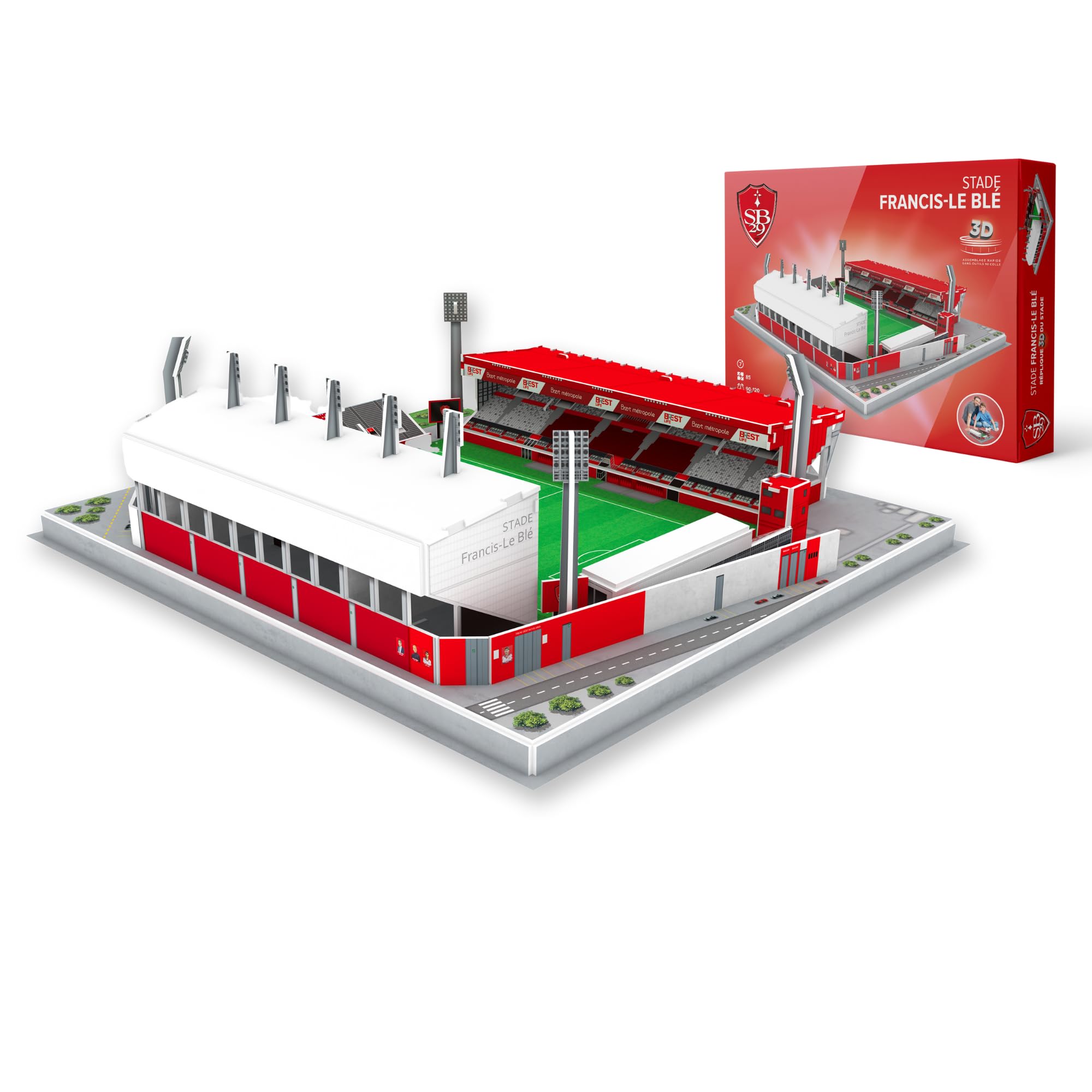 Maquette Puzzle 3D Stade Bollaert RC Lens - 147 Pièces Avec Éclairage LED Officielle Megableu