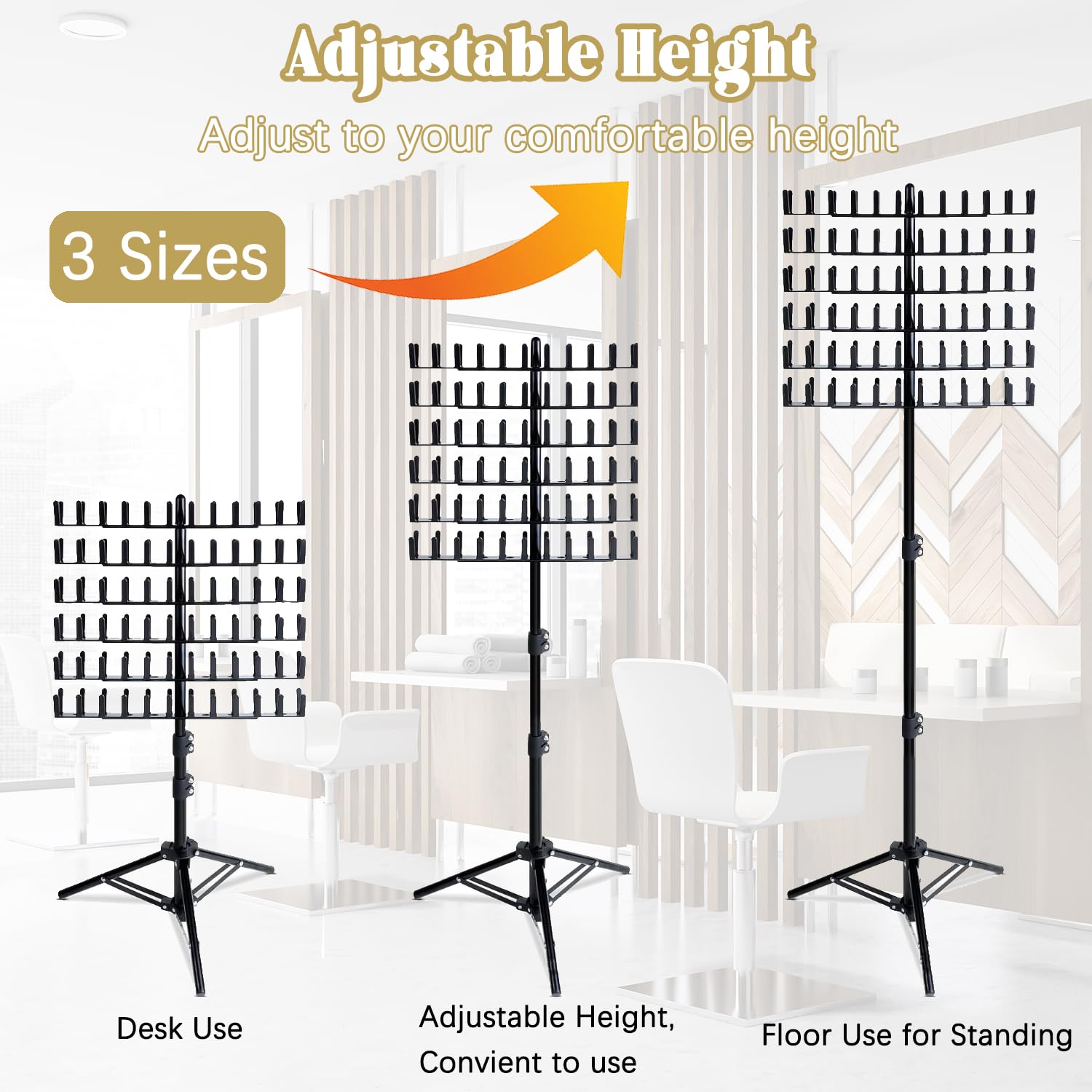 Funvalley Surperfect Braiding Rack with 144 Pegs,Height Adjustable Hair Extension Holder,Double Sided Wig Stand Hanger,Hair Braiding Separator Tool Stand for Hair Salon Home Traveling - Image 3