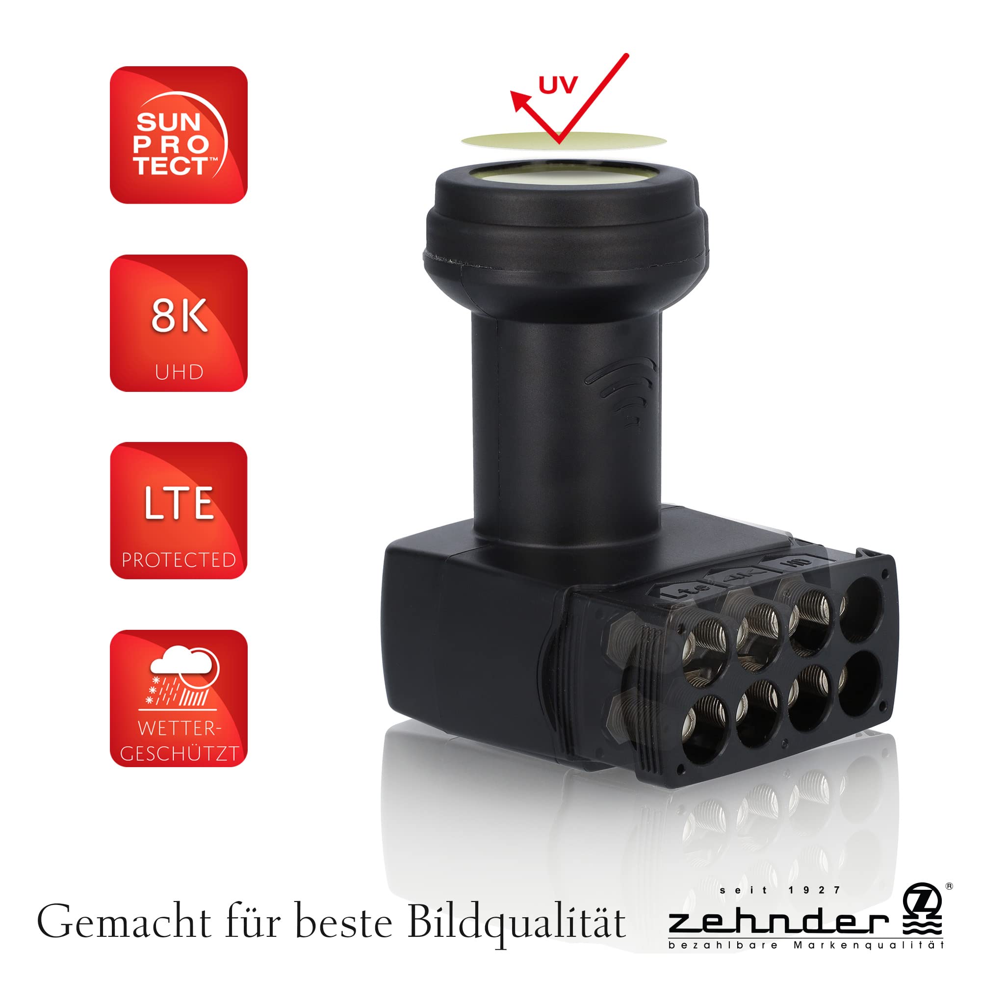 [ Test 2 x très bien *] LNB ZEHNDER Octo, blindage LTE, protection solaire UV, LNB numérique 8 voies 4K pour 8 participants, pour récepteur satellite TV, LNC HD 8 voies pour antenne satellite