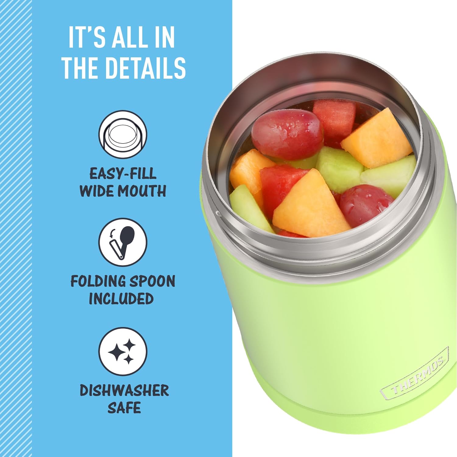  FUNTAINER Food Jar with Spoon, 16oz, Neon Lime thumbnail