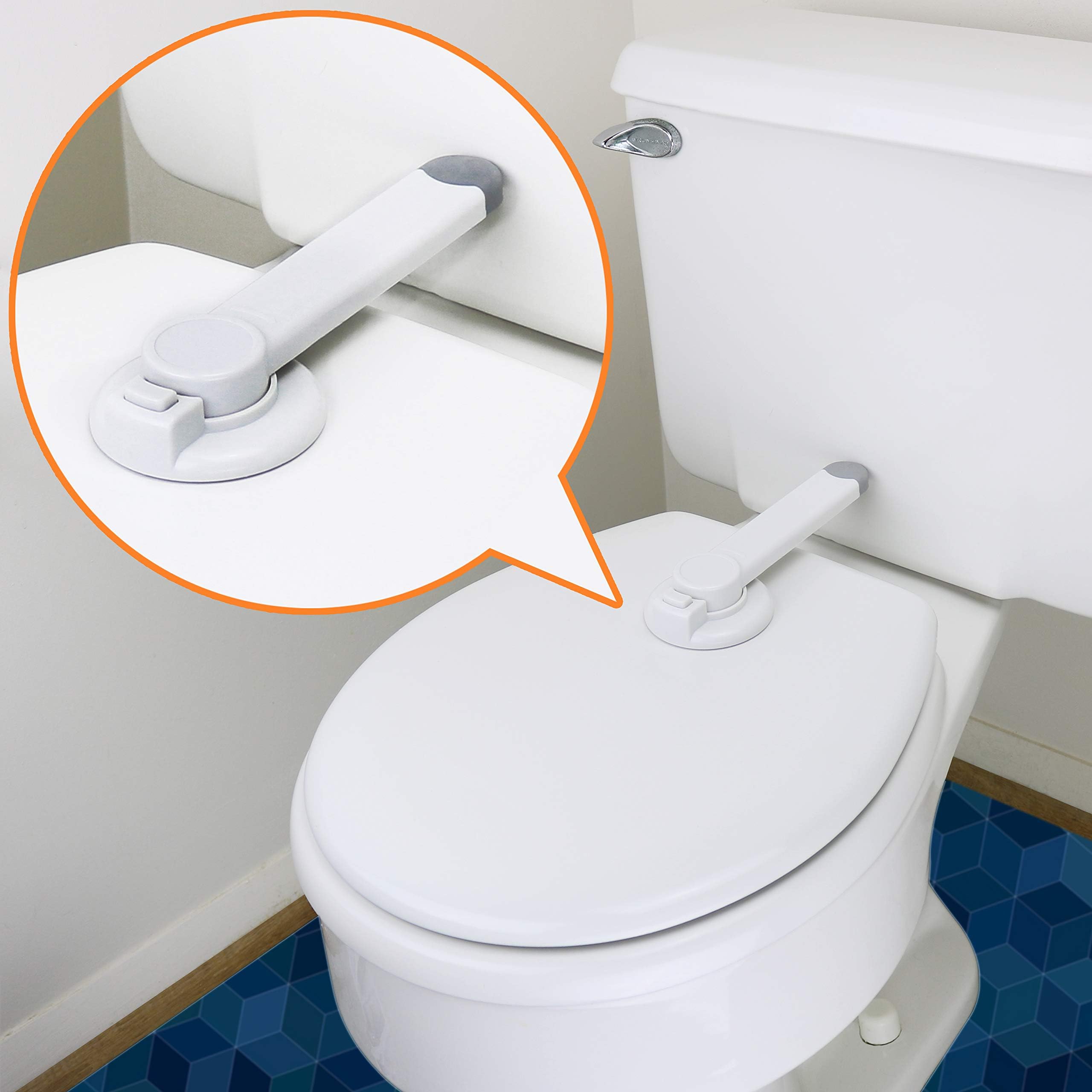 Wappa Baby Toilet Lock By - Ideal Proof Lid With Arm No Tools Needed Easy Installation 3M Adhesive Top Safety Seat Fits Most Toilets White (1 Pack)