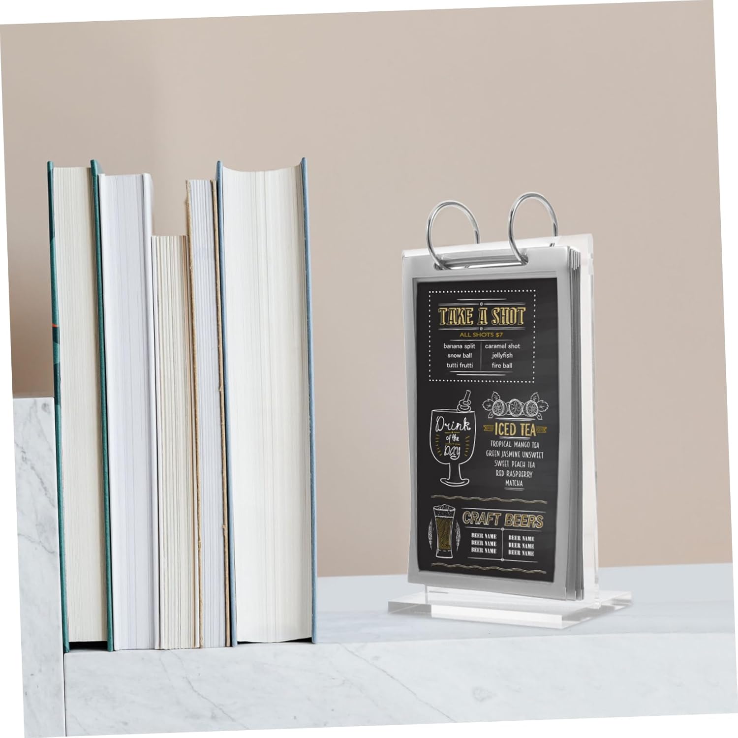 5pcs Menu Display Stand Flip Display Menu Holder Sign Holder Poster Stand Tabletop Acrylic Base