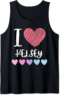 I Love KELSEY Personalized Name Cool Birthday Party Tank Top