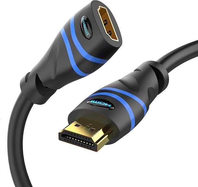 BlueRigger 4K HDMI Extension Cable - 20FT (4K 60Hz, 18Gbps HDMI Extender Cord, High Speed EXT Male to Female Adapter) Compatible with HDTV, Laptop, Xbox Series X, Roku, PS5, Nintendo Switch, TV Stick