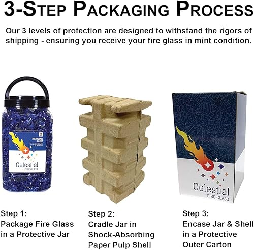 Miniatura 7 de Celestial Fire Glass - Vidrio templado para fuego en tarro de 10 libras con asa de transporte, diseñado para hogueras de gas y chimeneas