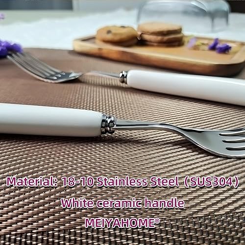 Miniatura 3 de Tenedores de mesa de acero inoxidable 1810 de 8.1in, tenedor de plato principal, tenedor de 4 púas, SUS304 de 8 pulgadas, blanco (304DF20-5)