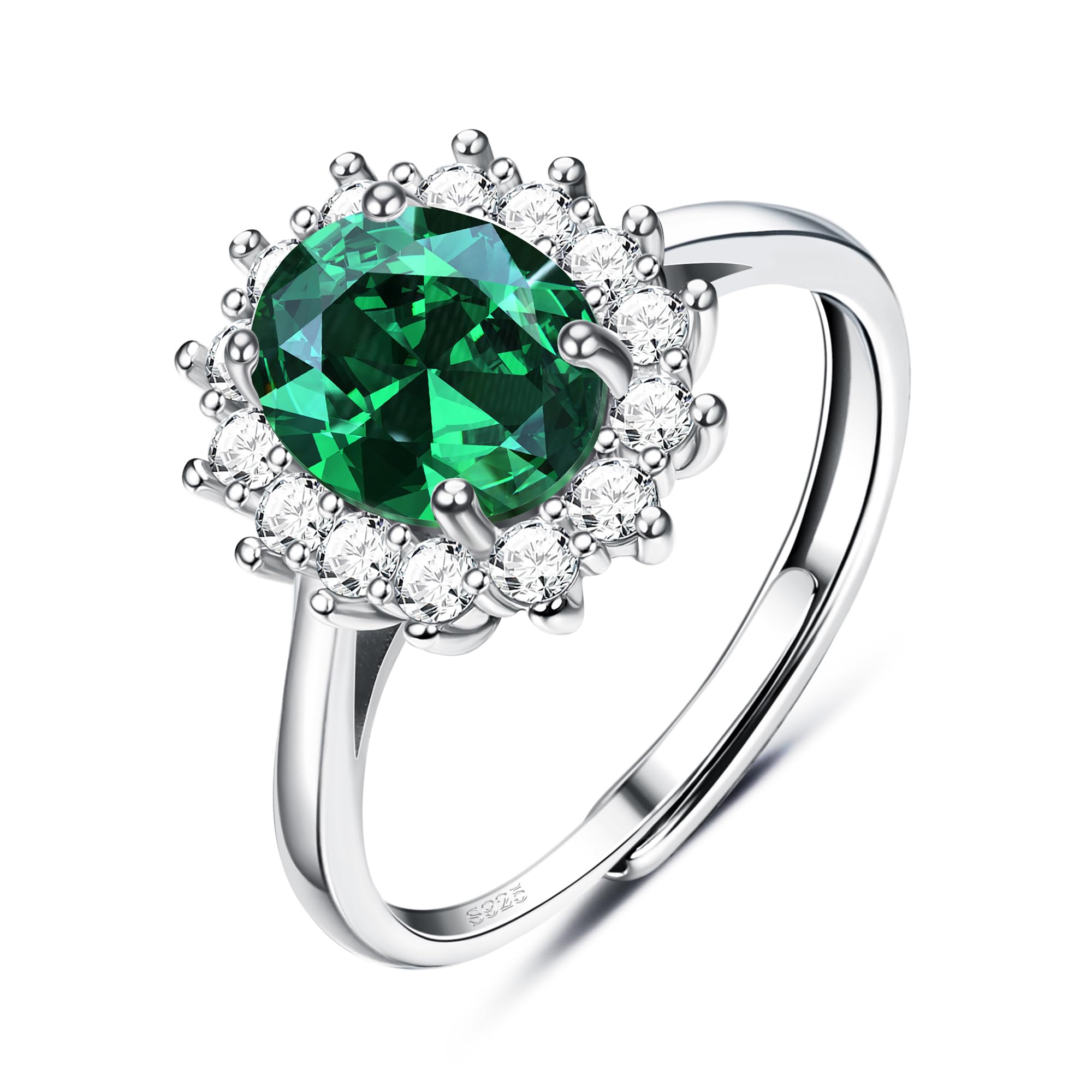 Adramata925 Anillos de Plata de Ley para Mujeres, Zafiro Anillos de Compromiso, 925 Anillos de Plata de Ley Ajustable Promesa, Joyas de Aniversario para Ella