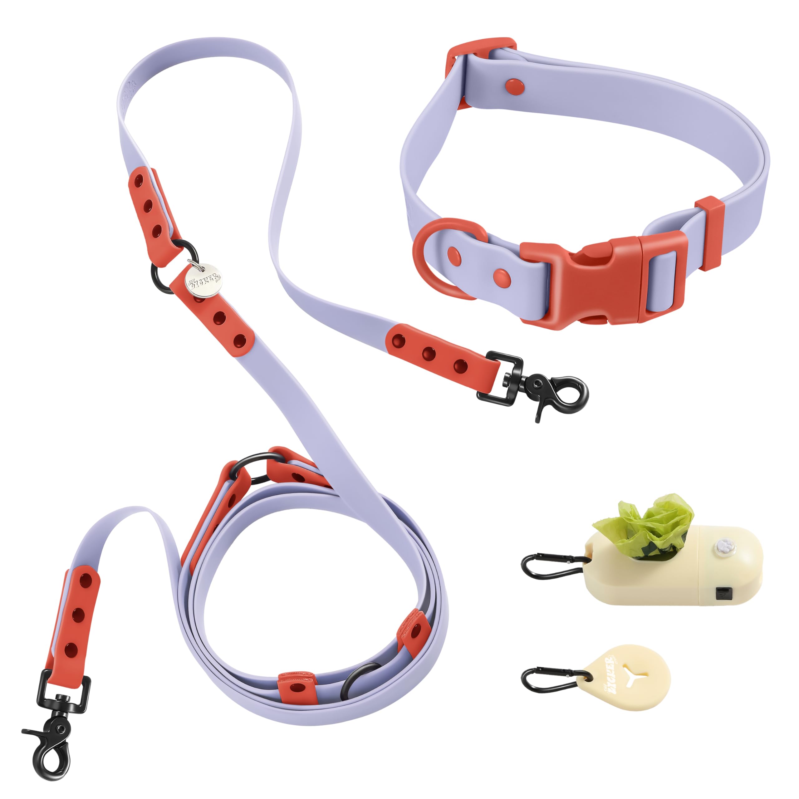 Laisse et collier mains libres réglables Luna de 2,4 m en Sangria robustesse et confort